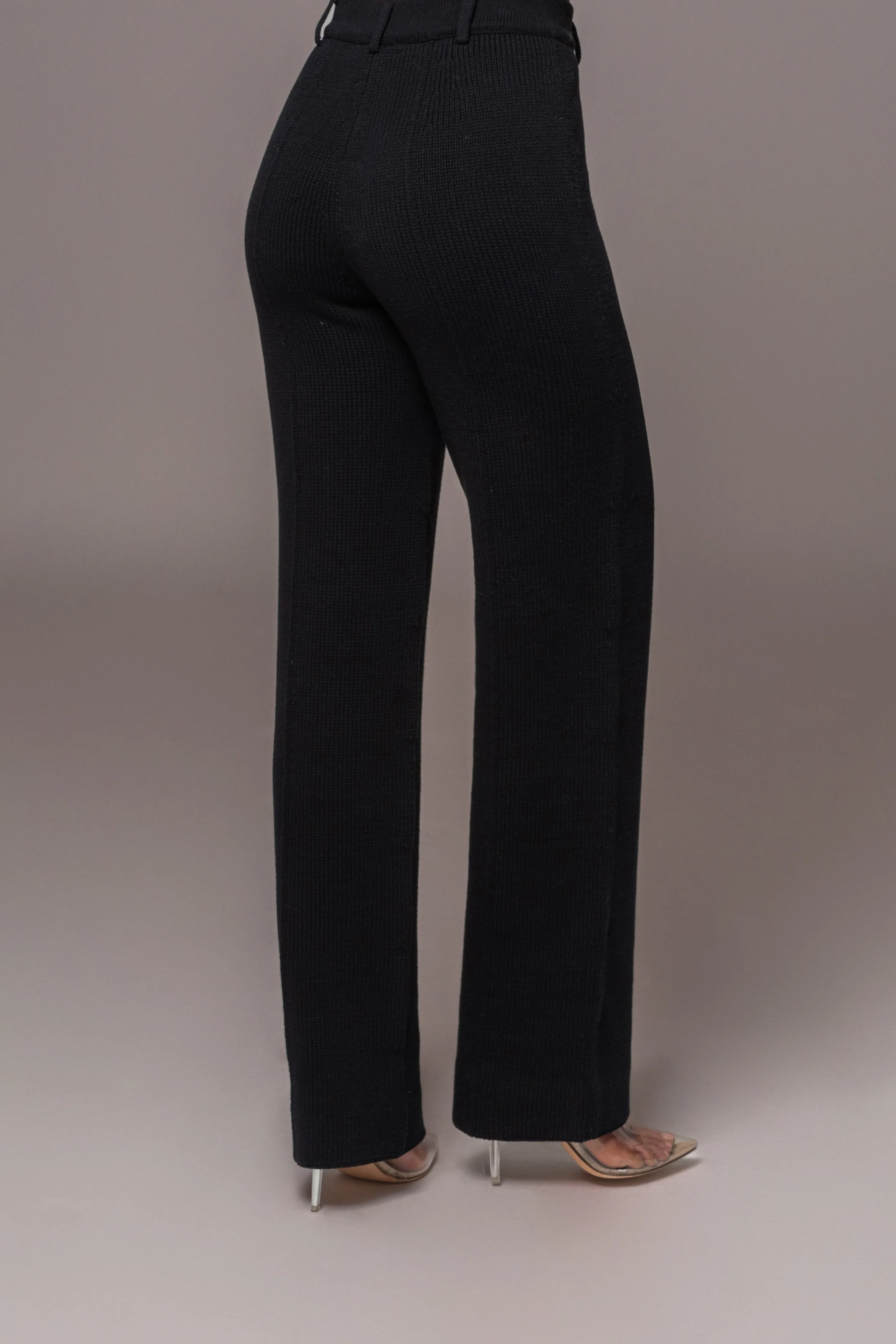 Black Back In Business Knit Trousers