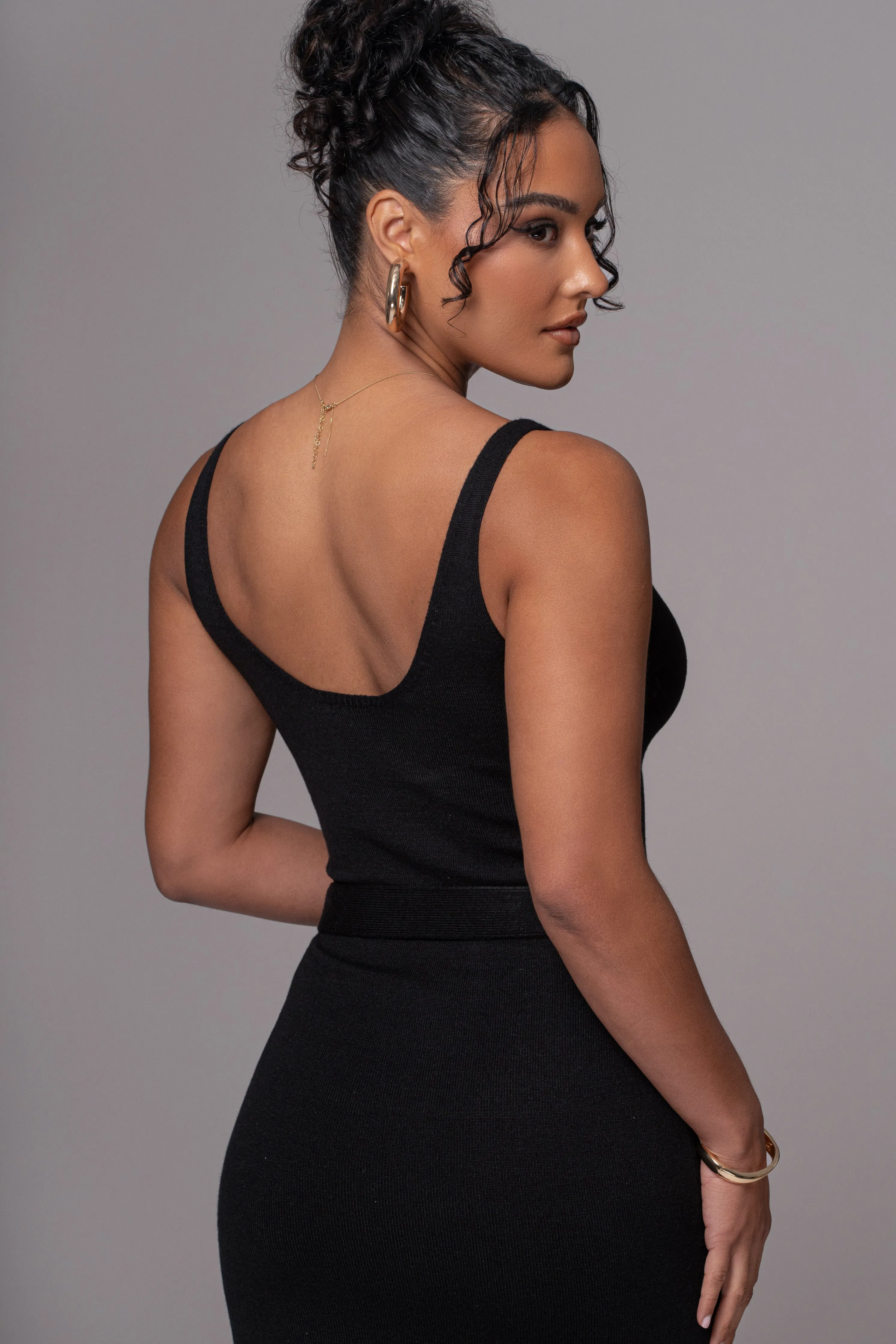 Black Belted Envy Midi Dress