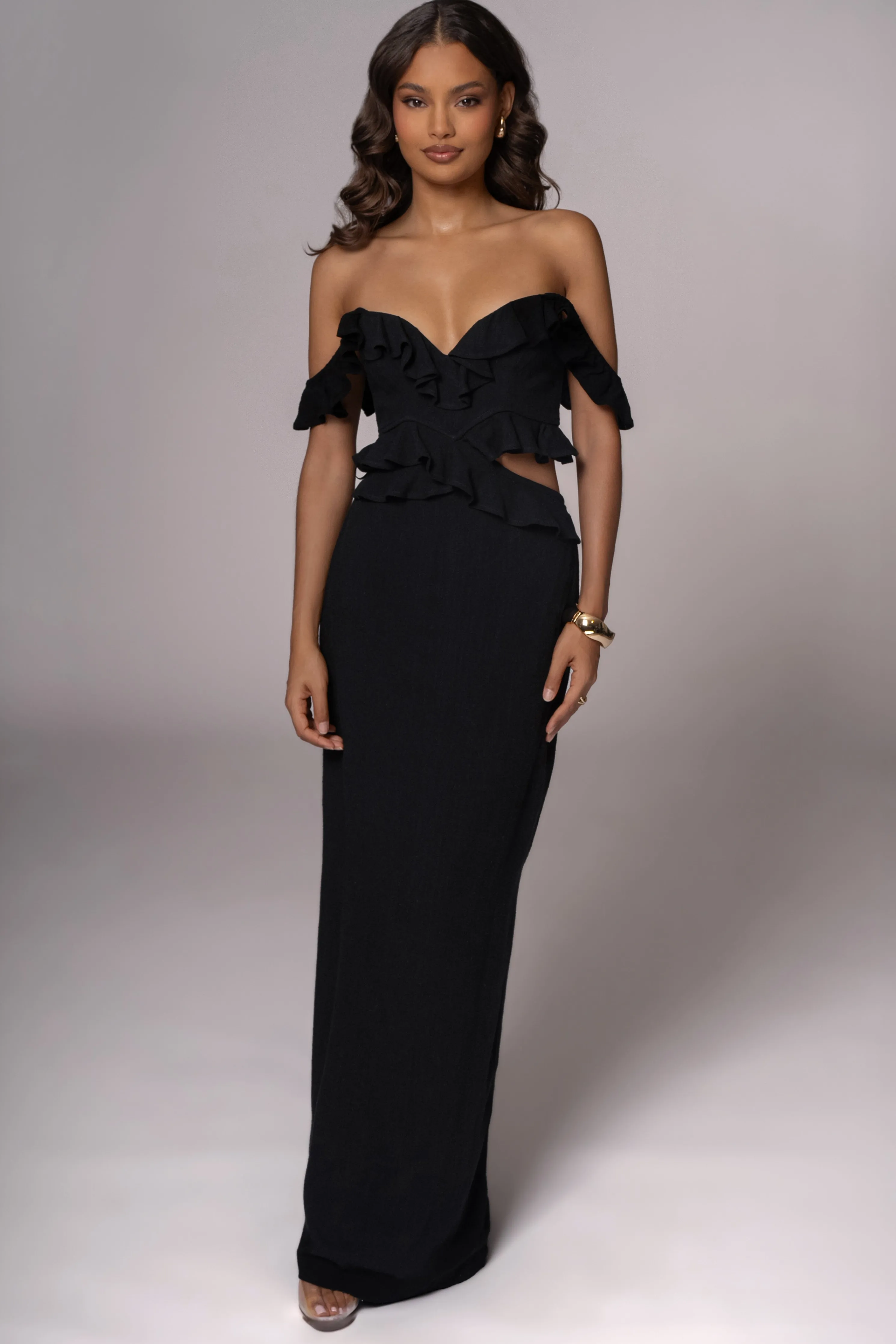 Black Brighter Days Linen Maxi Dress