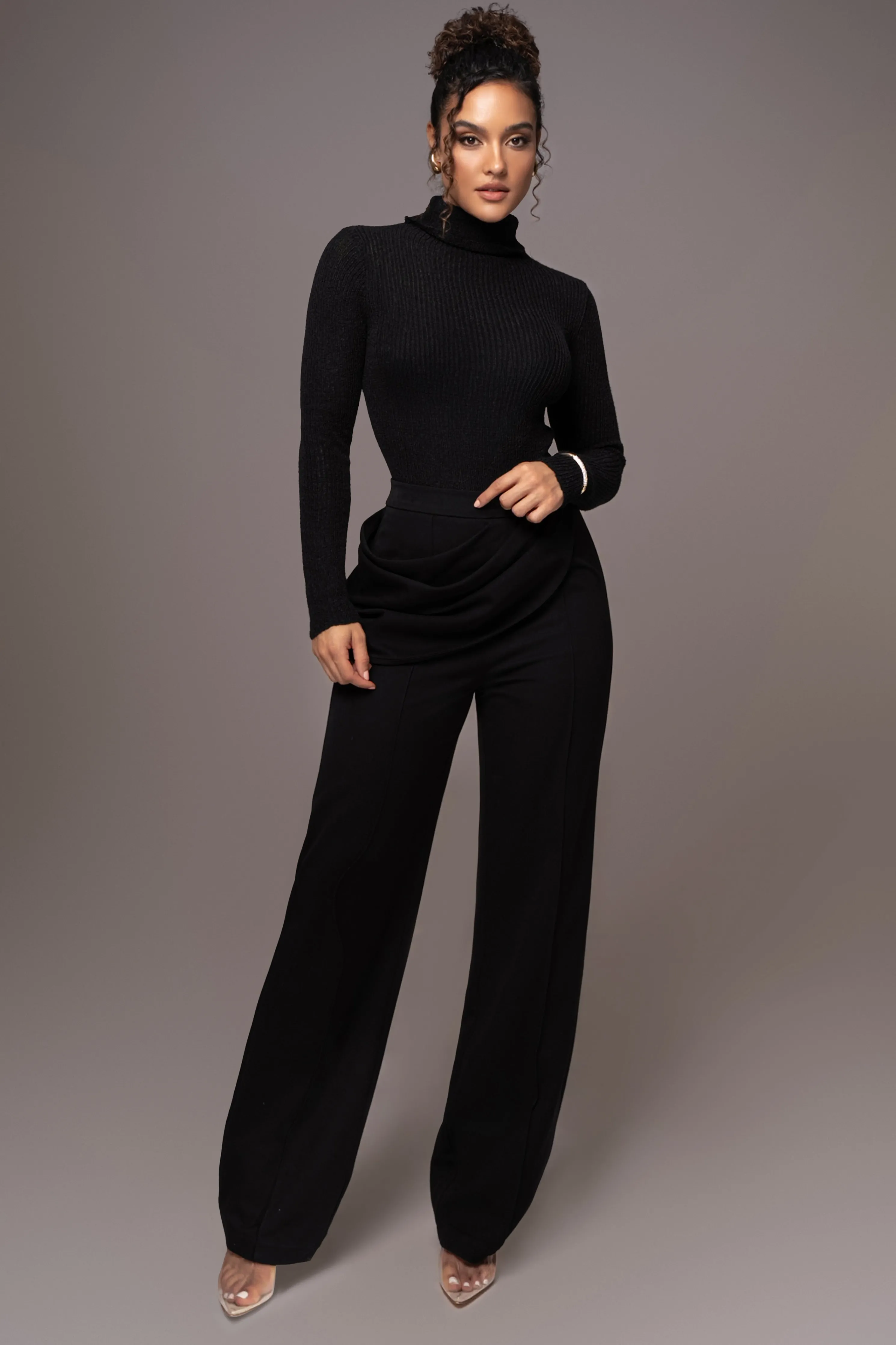 Black Carli Turtle Neck Top