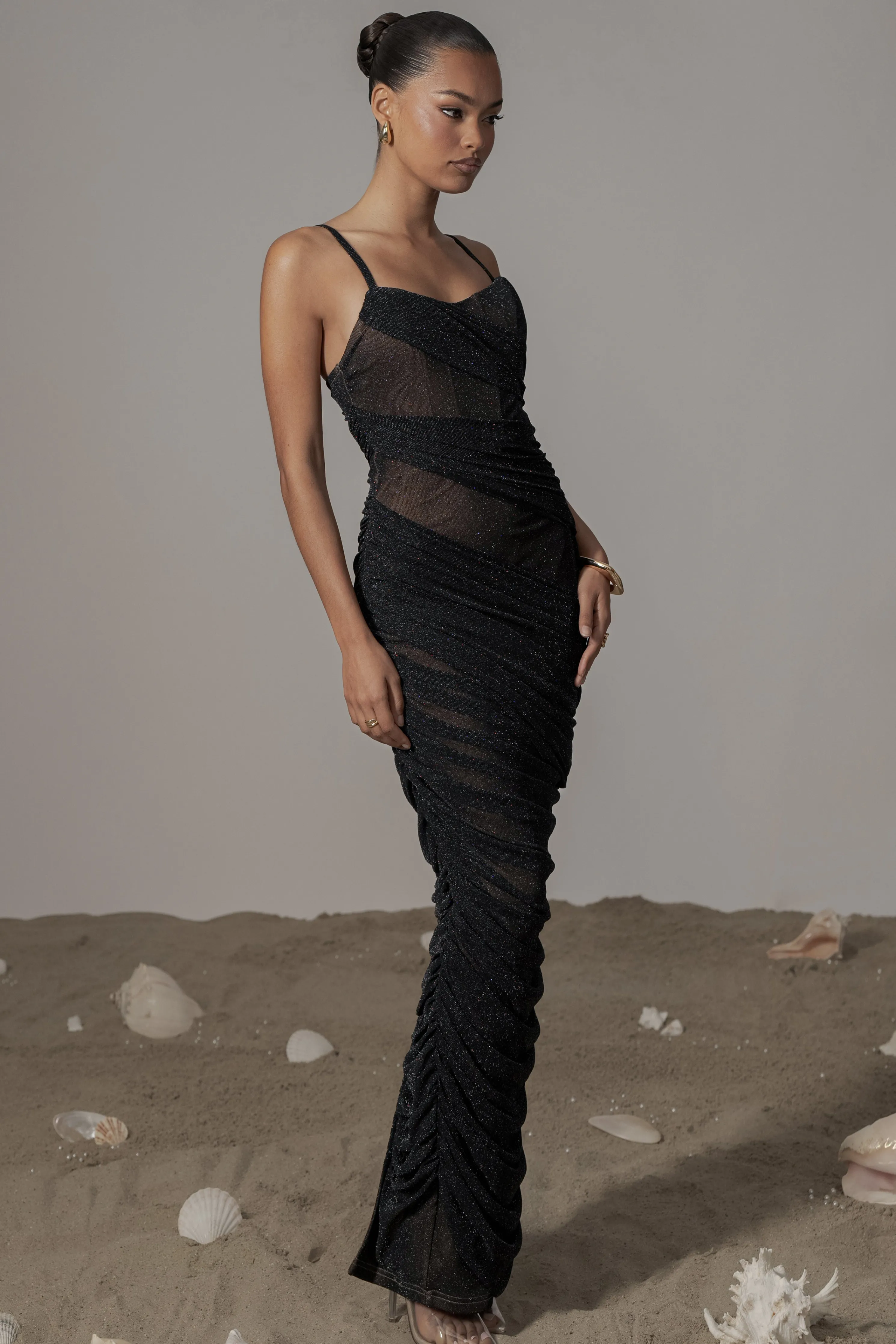 Black Catalina Lurex Knit Maxi Dress