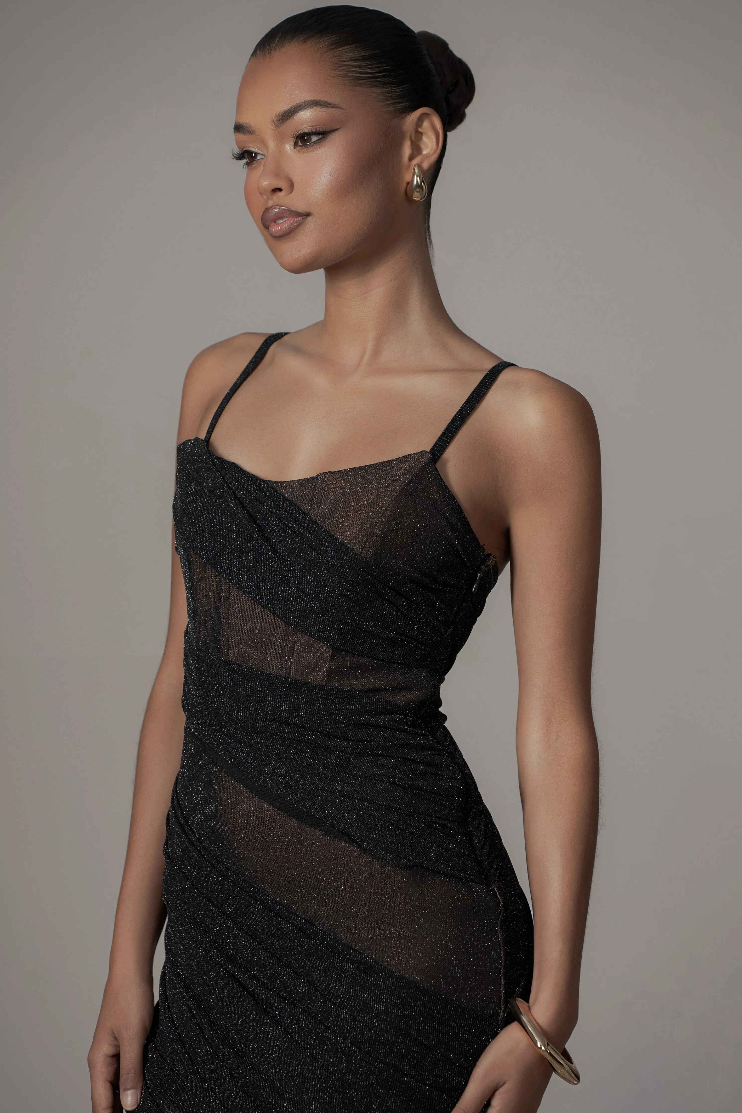 Black Catalina Lurex Knit Maxi Dress