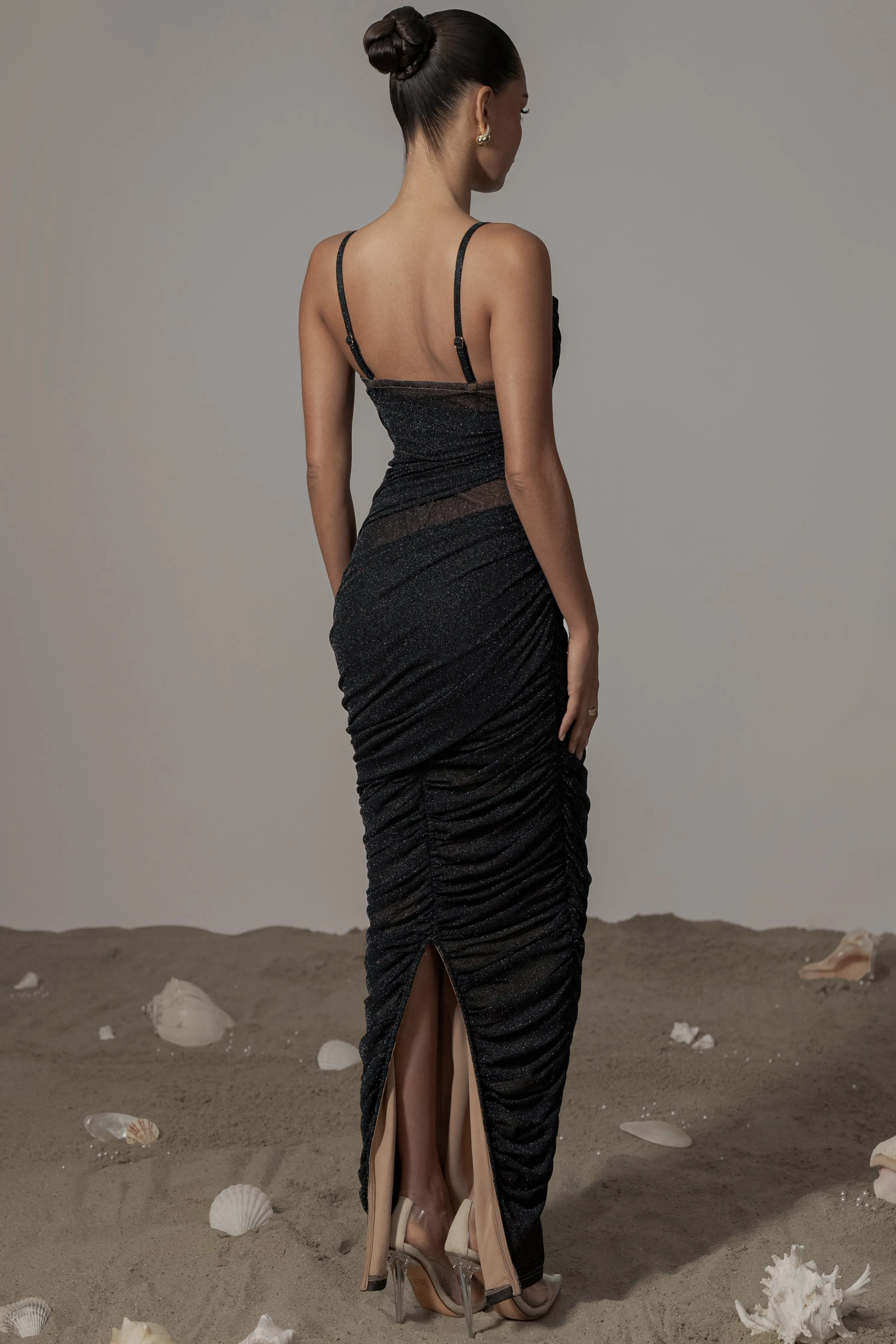 Black Catalina Lurex Knit Maxi Dress