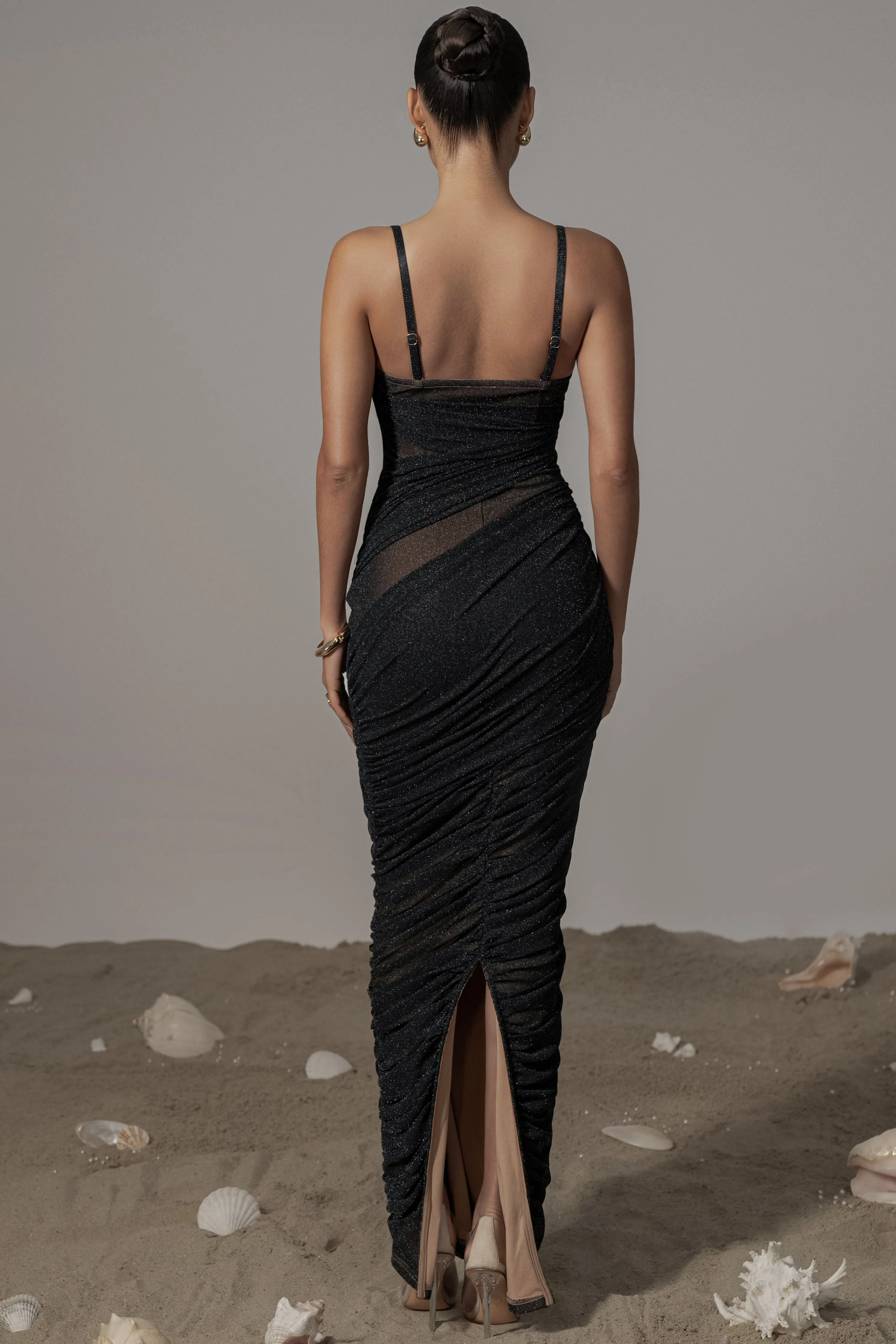 Black Catalina Lurex Knit Maxi Dress
