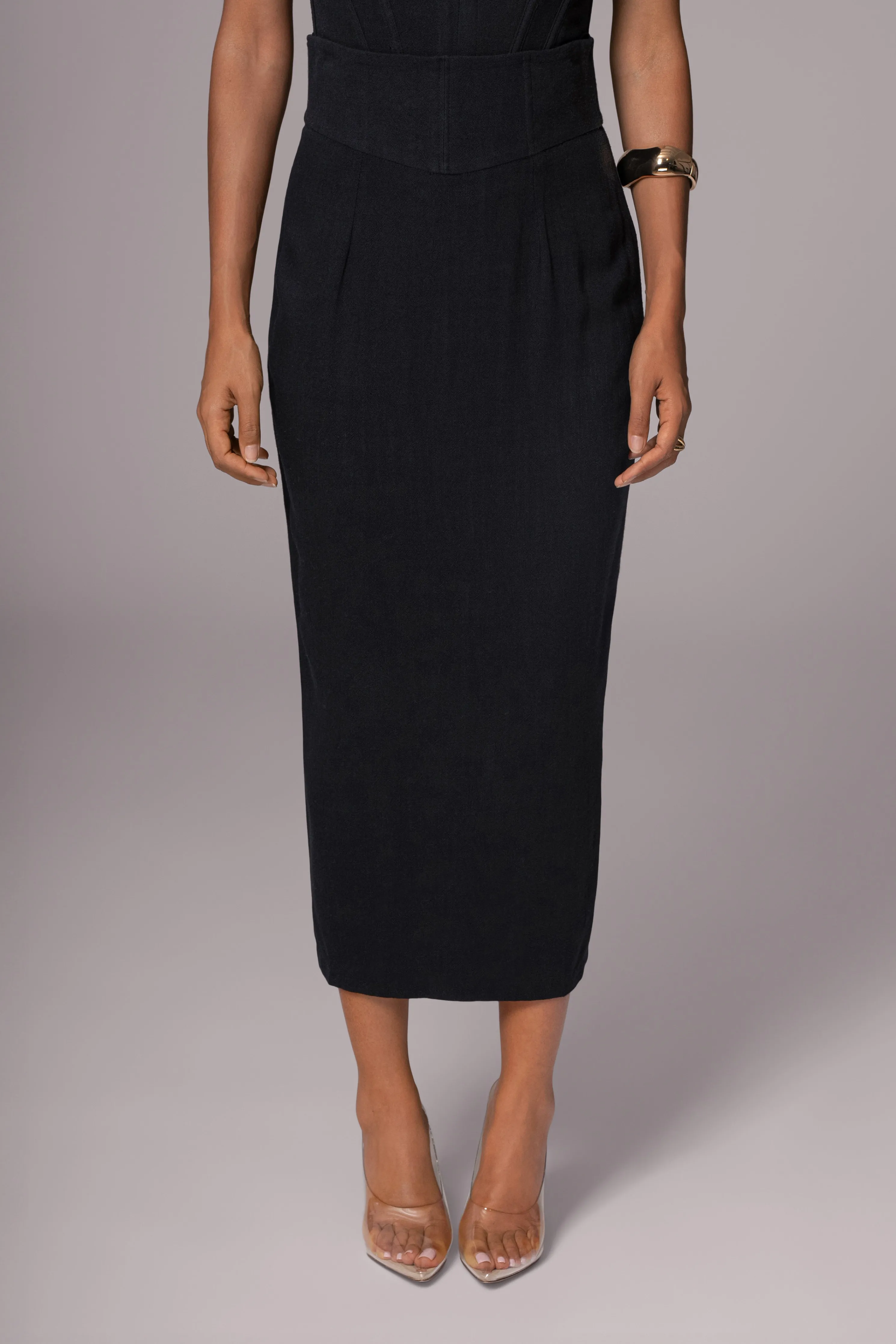 Black Coastland Linen Skirt
