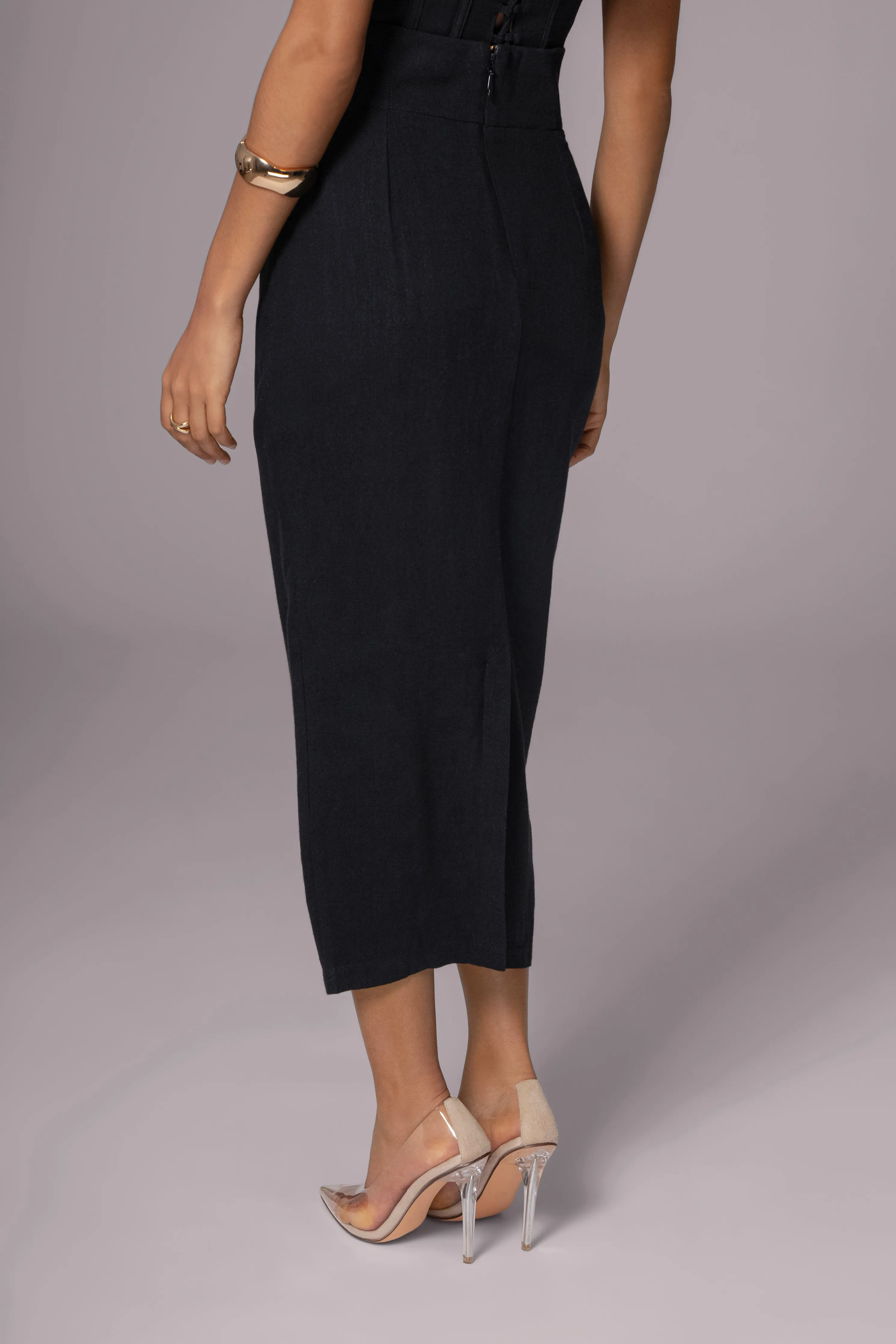 Black Coastland Linen Skirt