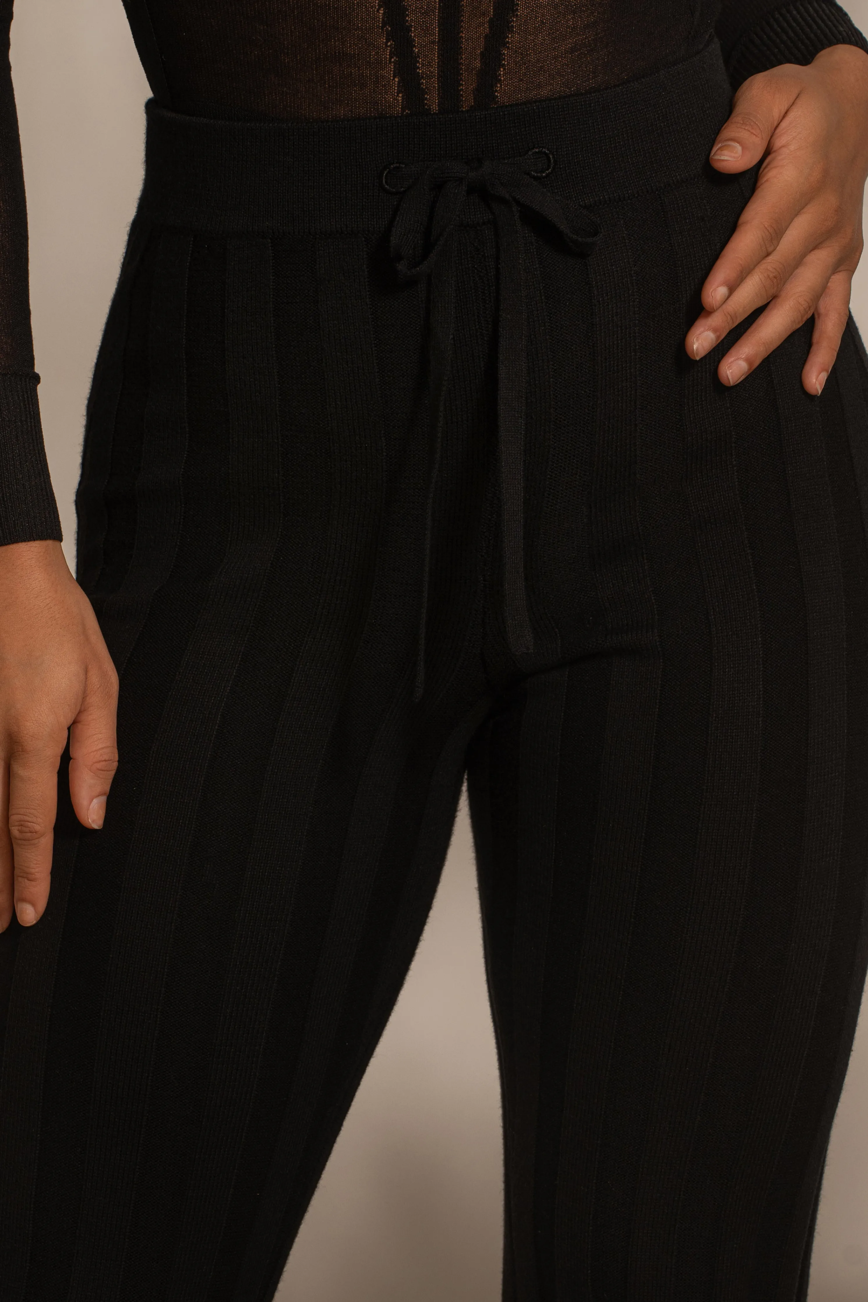 Black Darcey Ribbed Pants