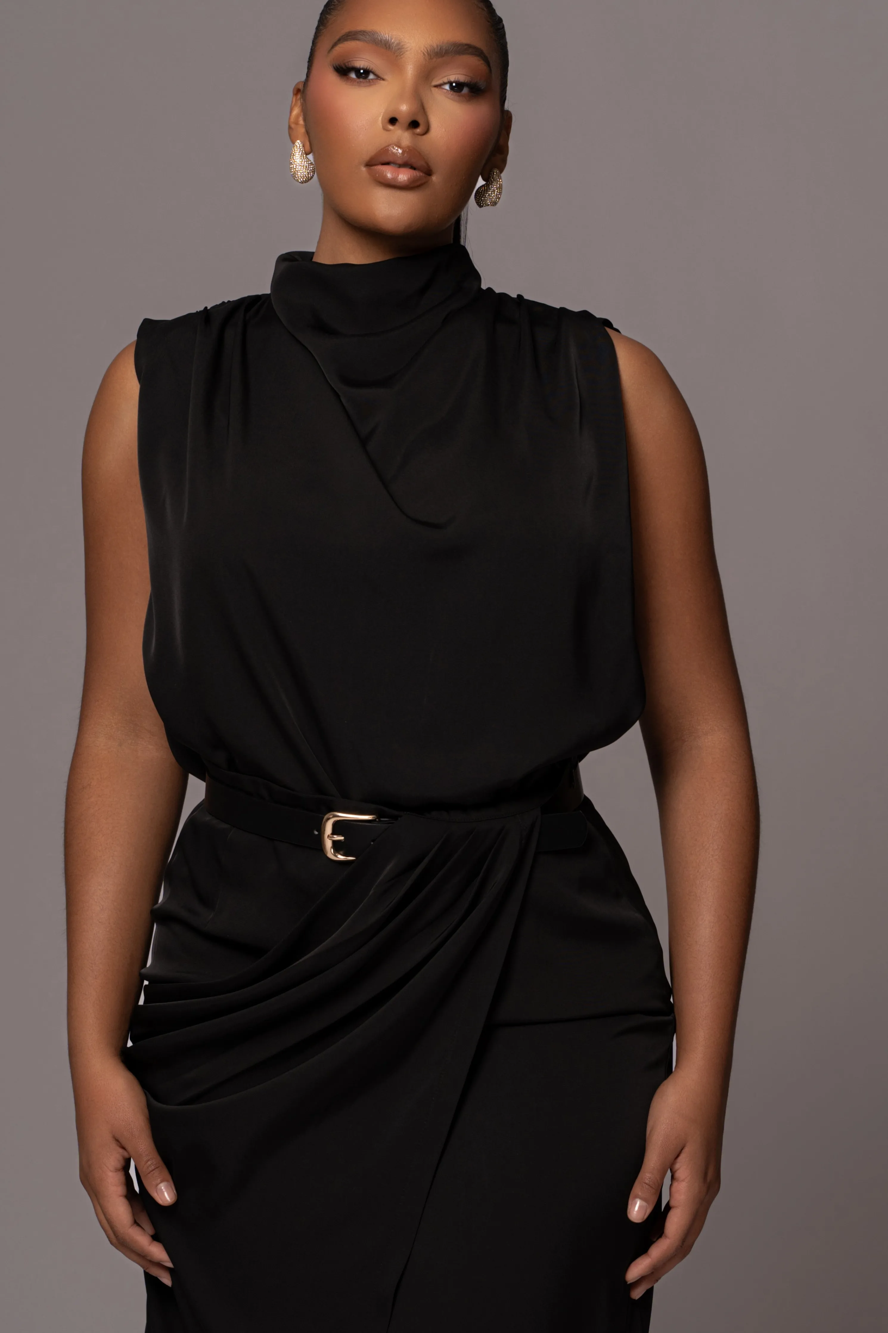 Black Desiree Mock Neck Top