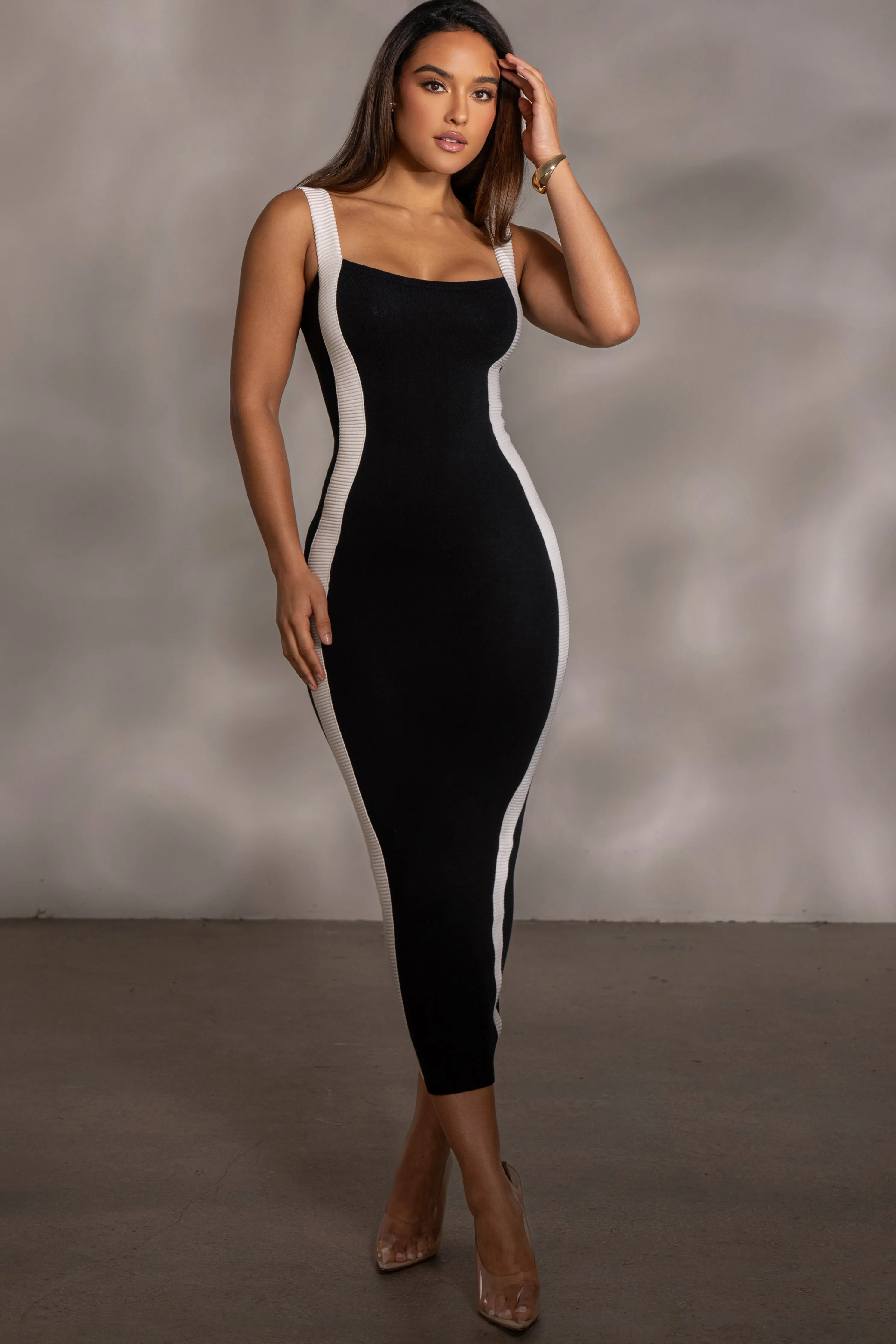 Black Donna Knit Midi Dress