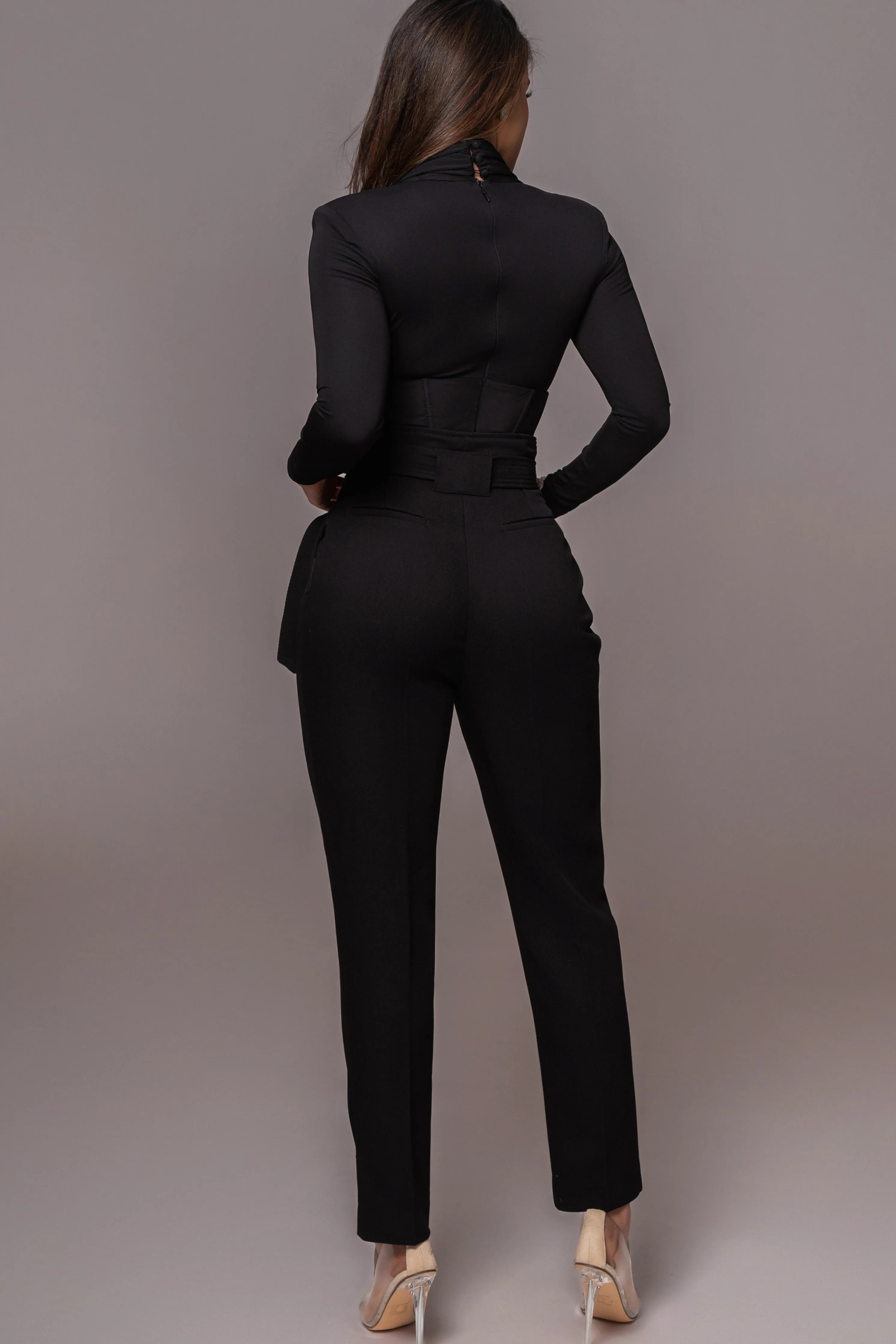 Black Drape Corset Bodysuit