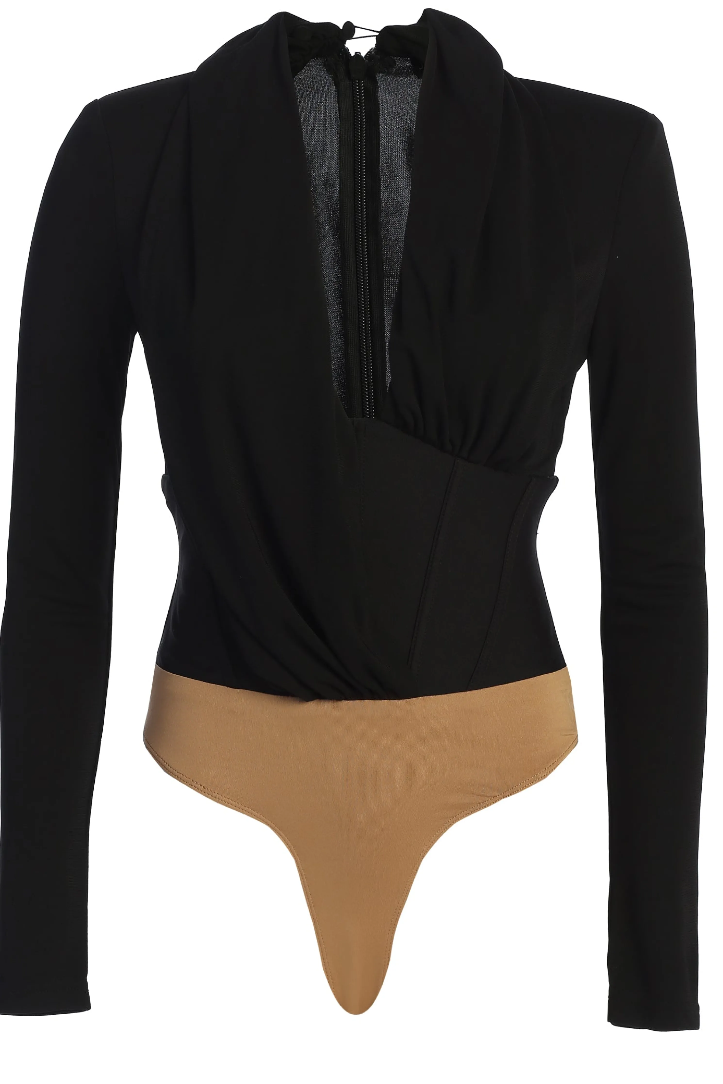 Black Drape Corset Bodysuit