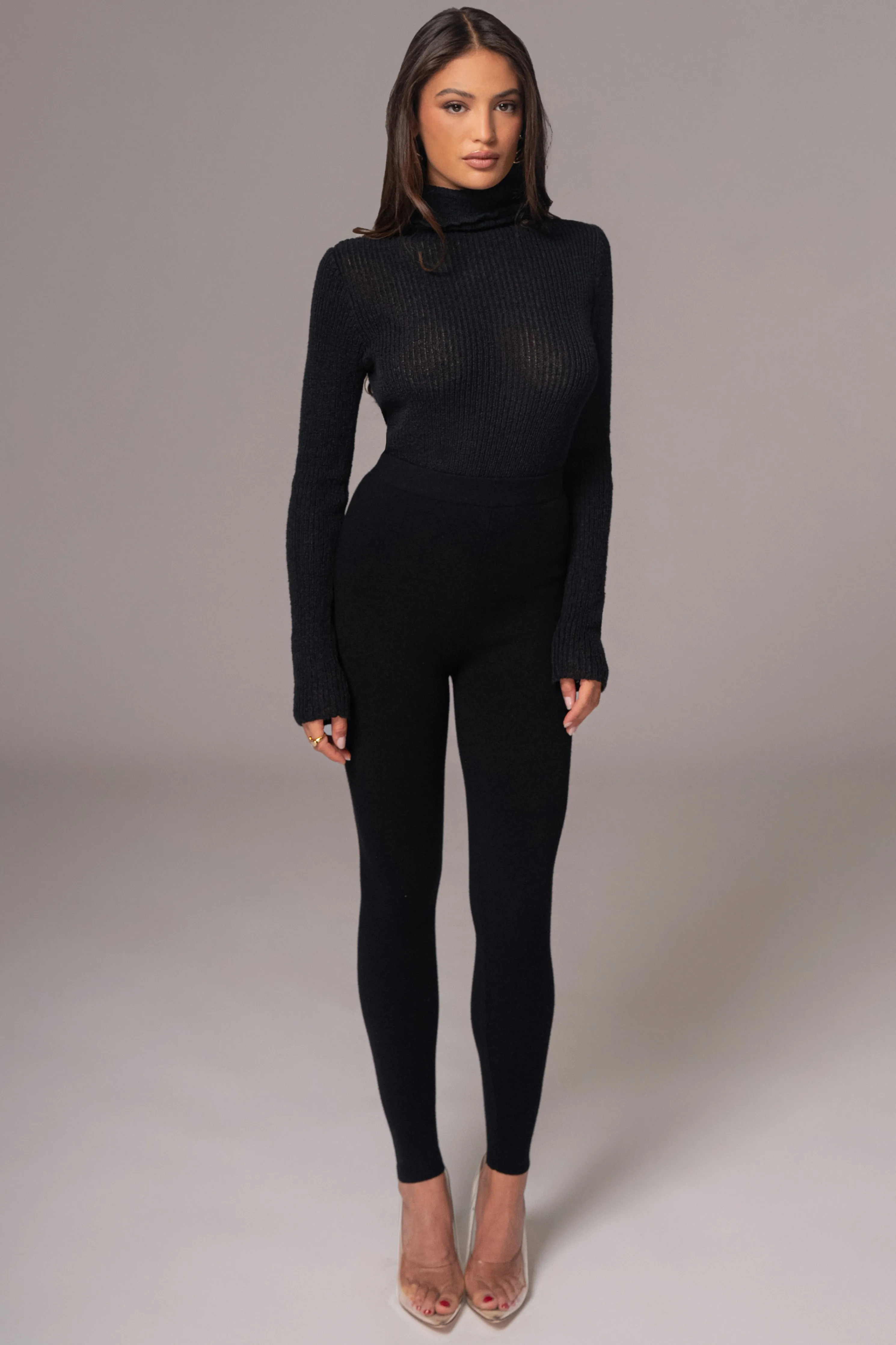 Black Effortless Knit Leggings