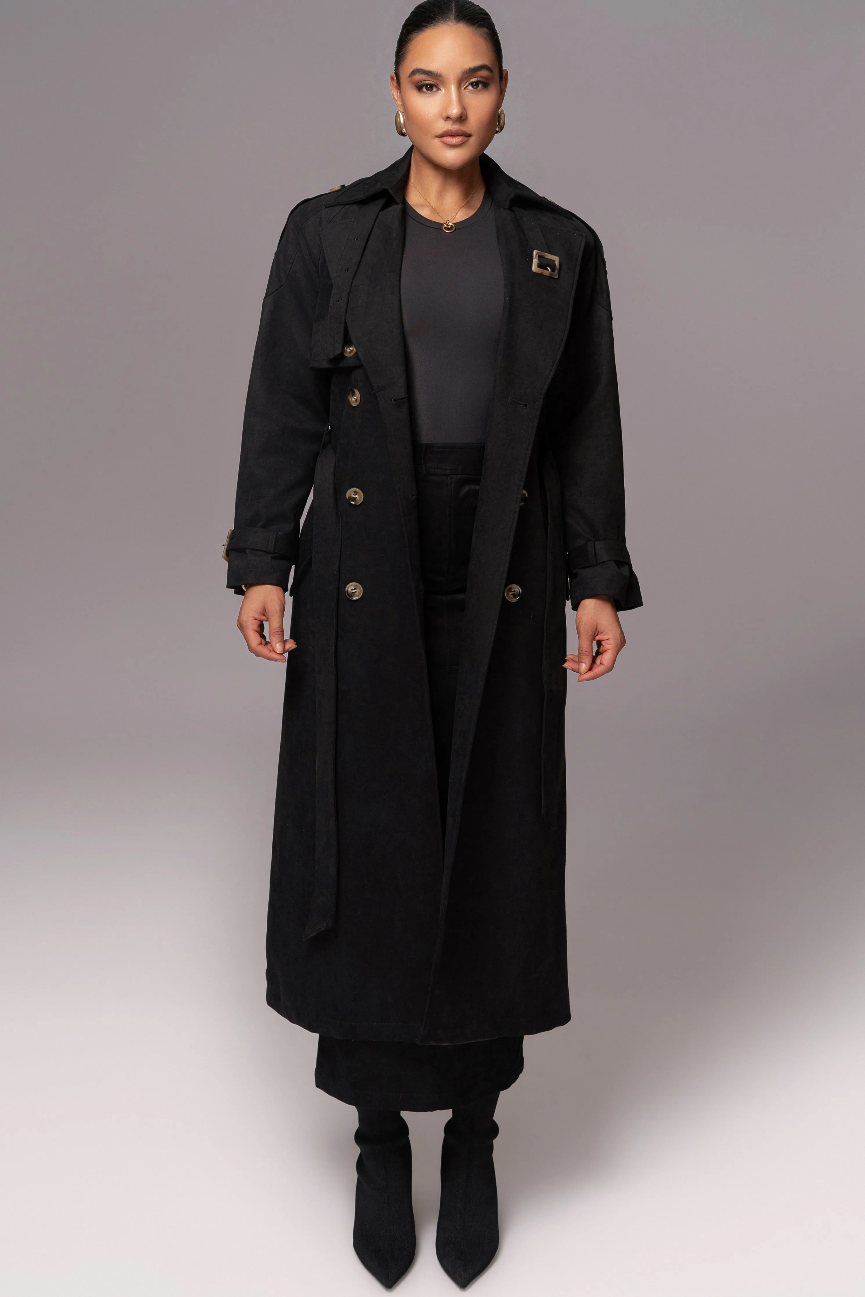 Black Elite Suede Coat