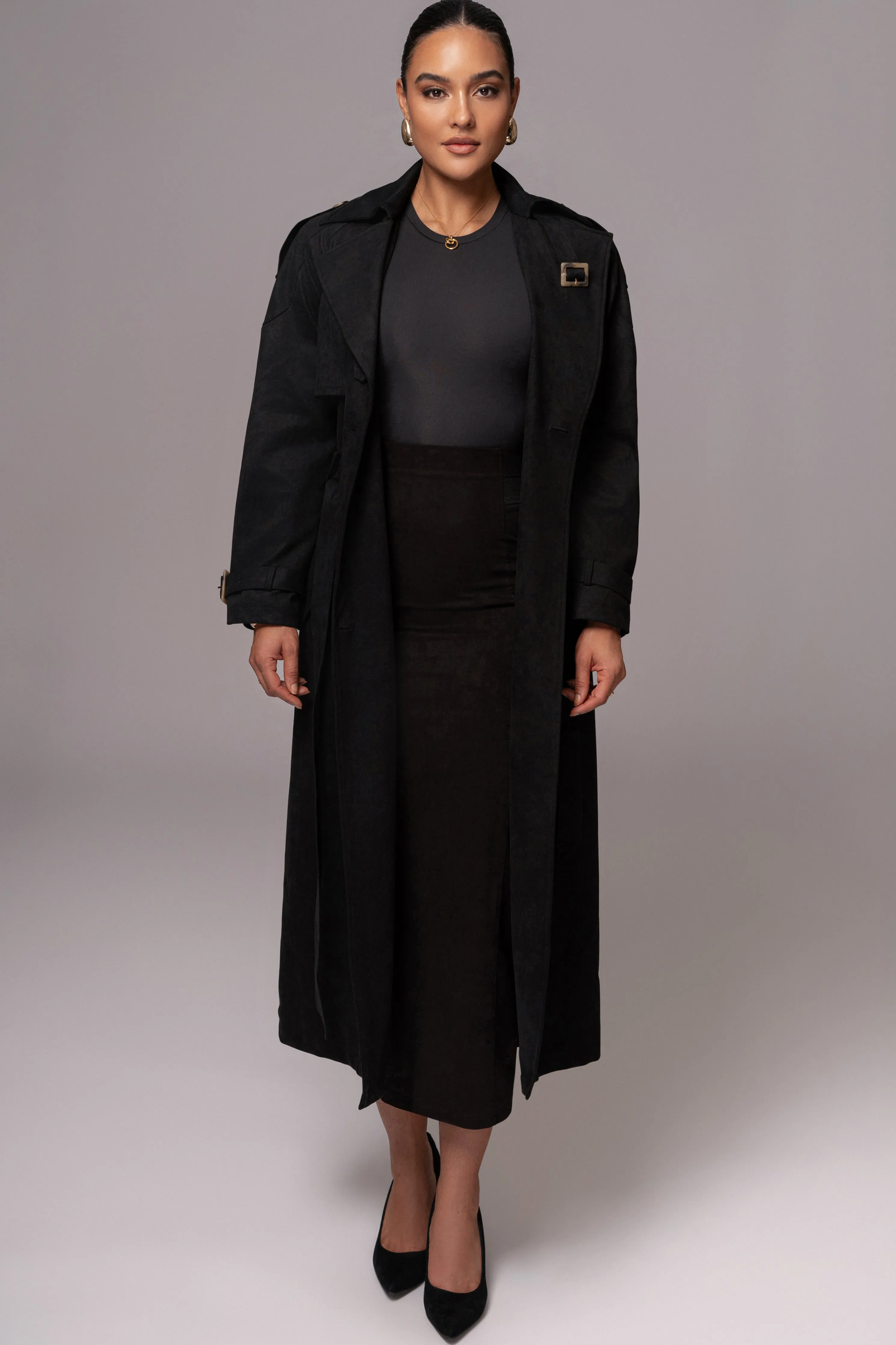 Black Elite Suede Coat