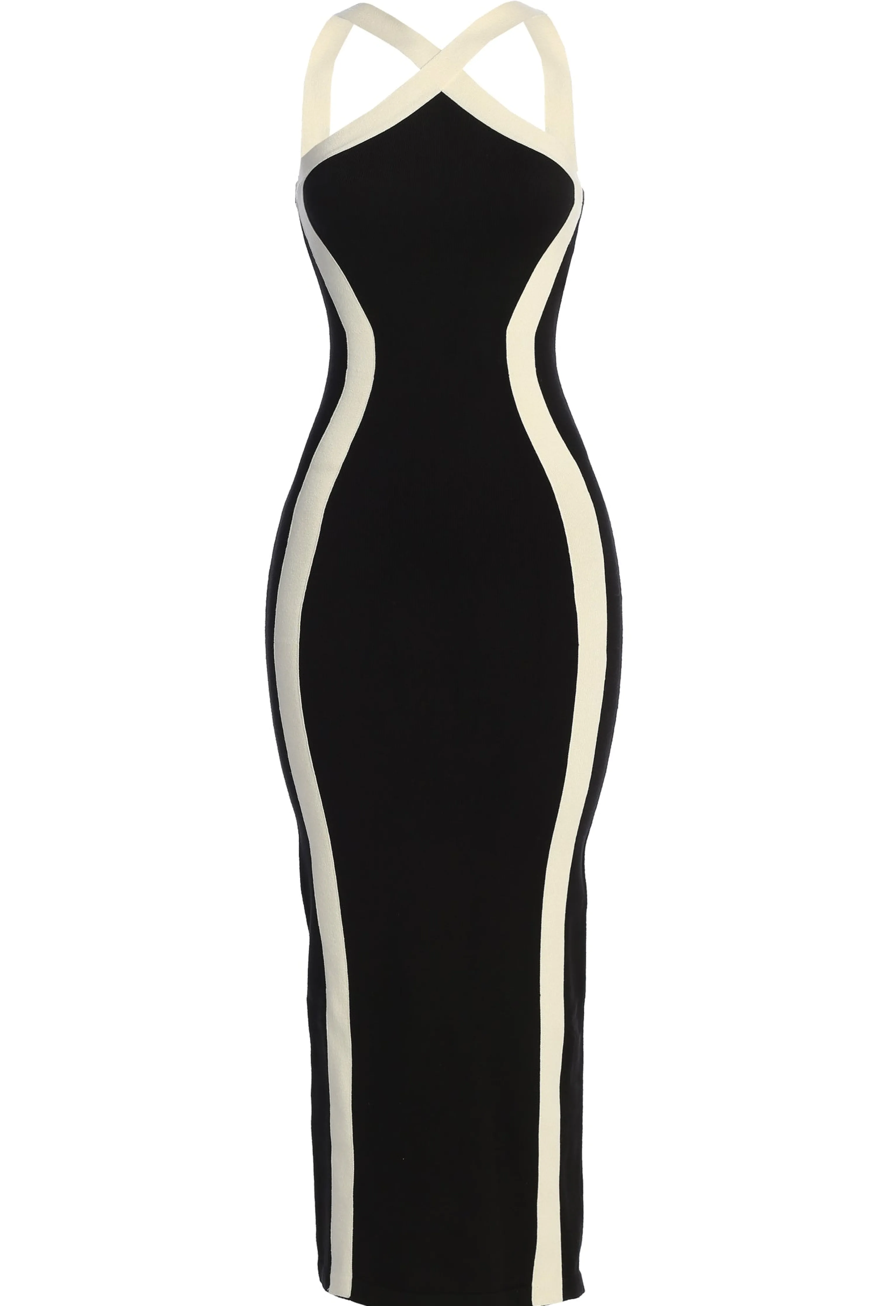 Black Fabiola Contrast Maxi Dress