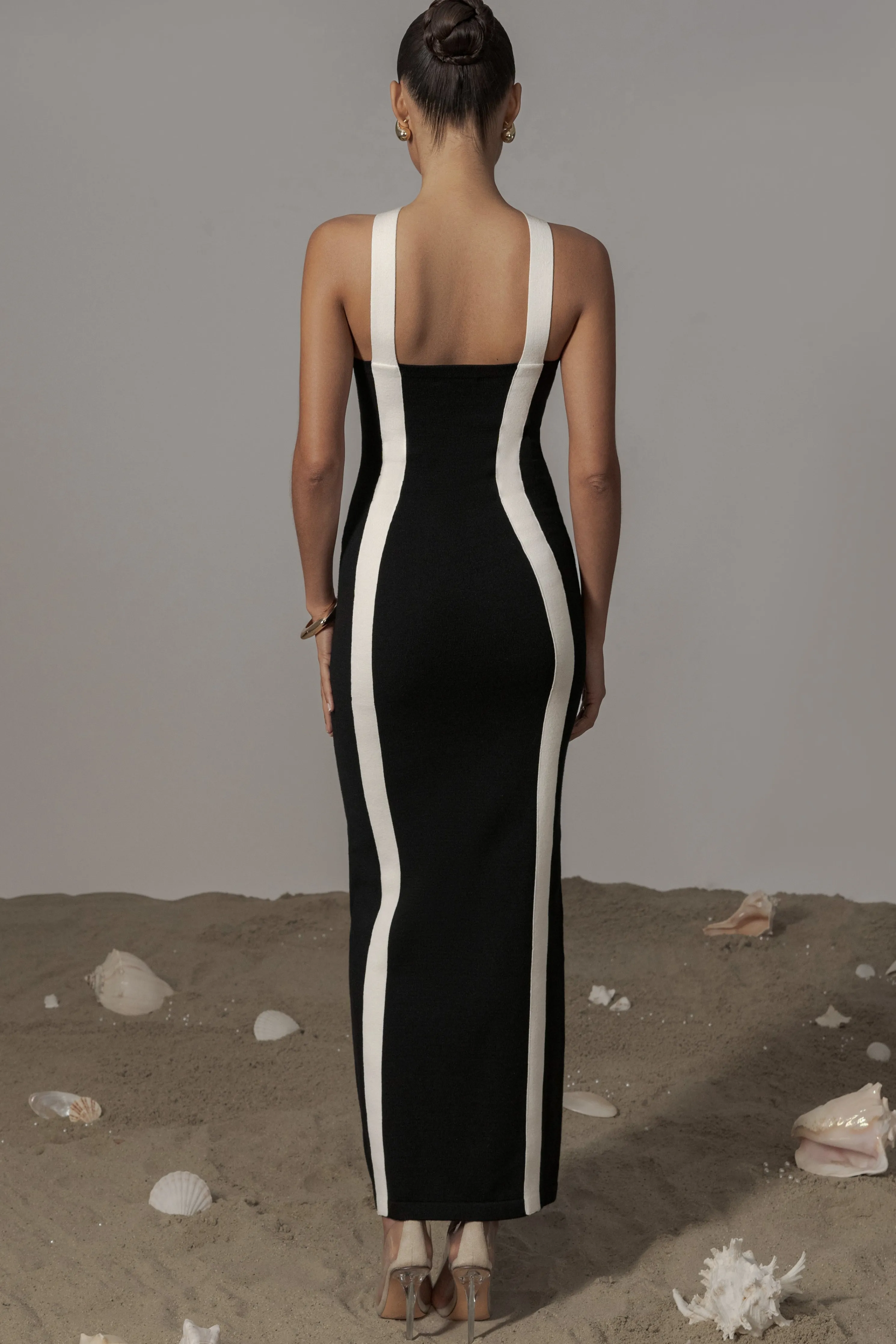 Black Fabiola Contrast Maxi Dress