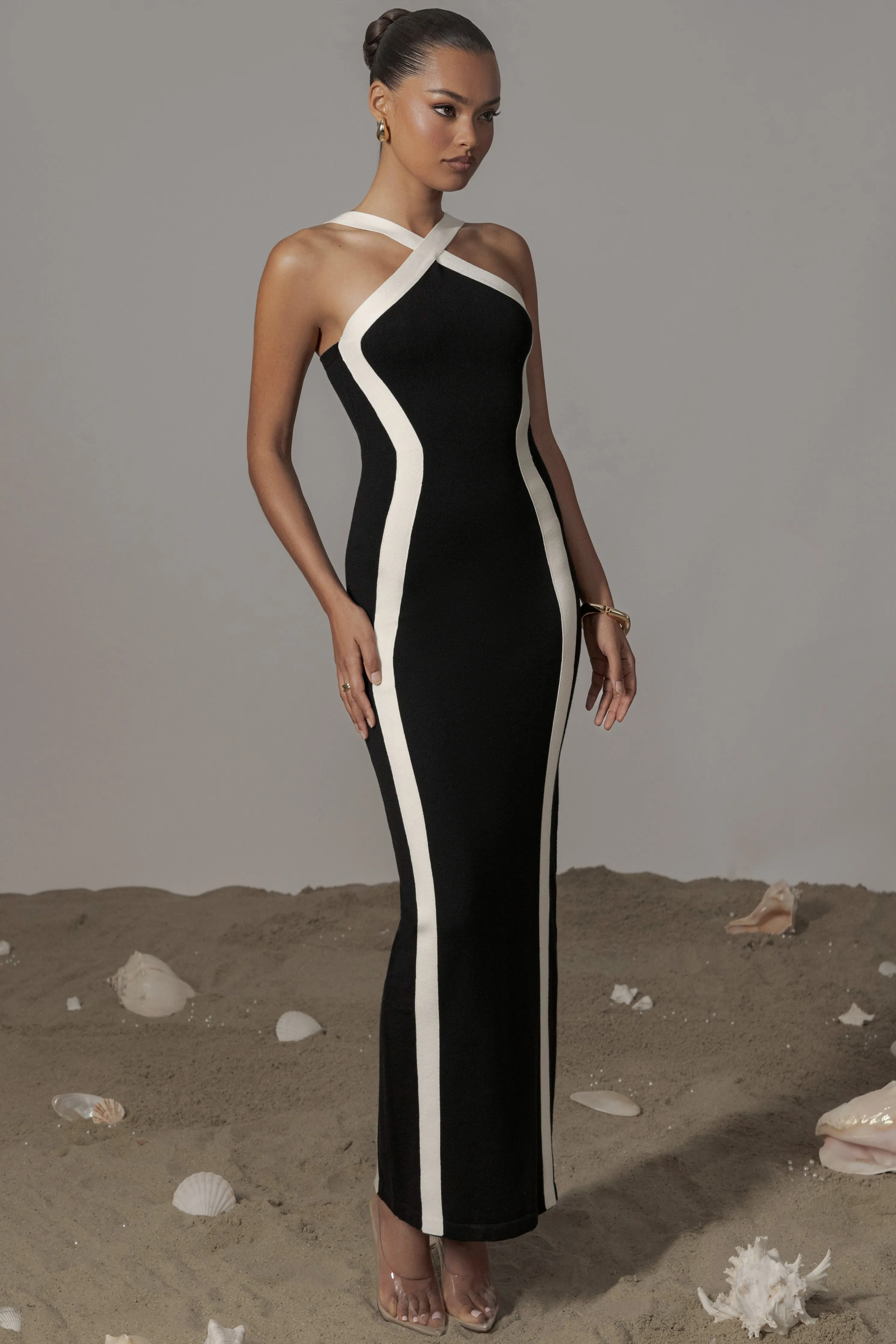 Black Fabiola Contrast Maxi Dress