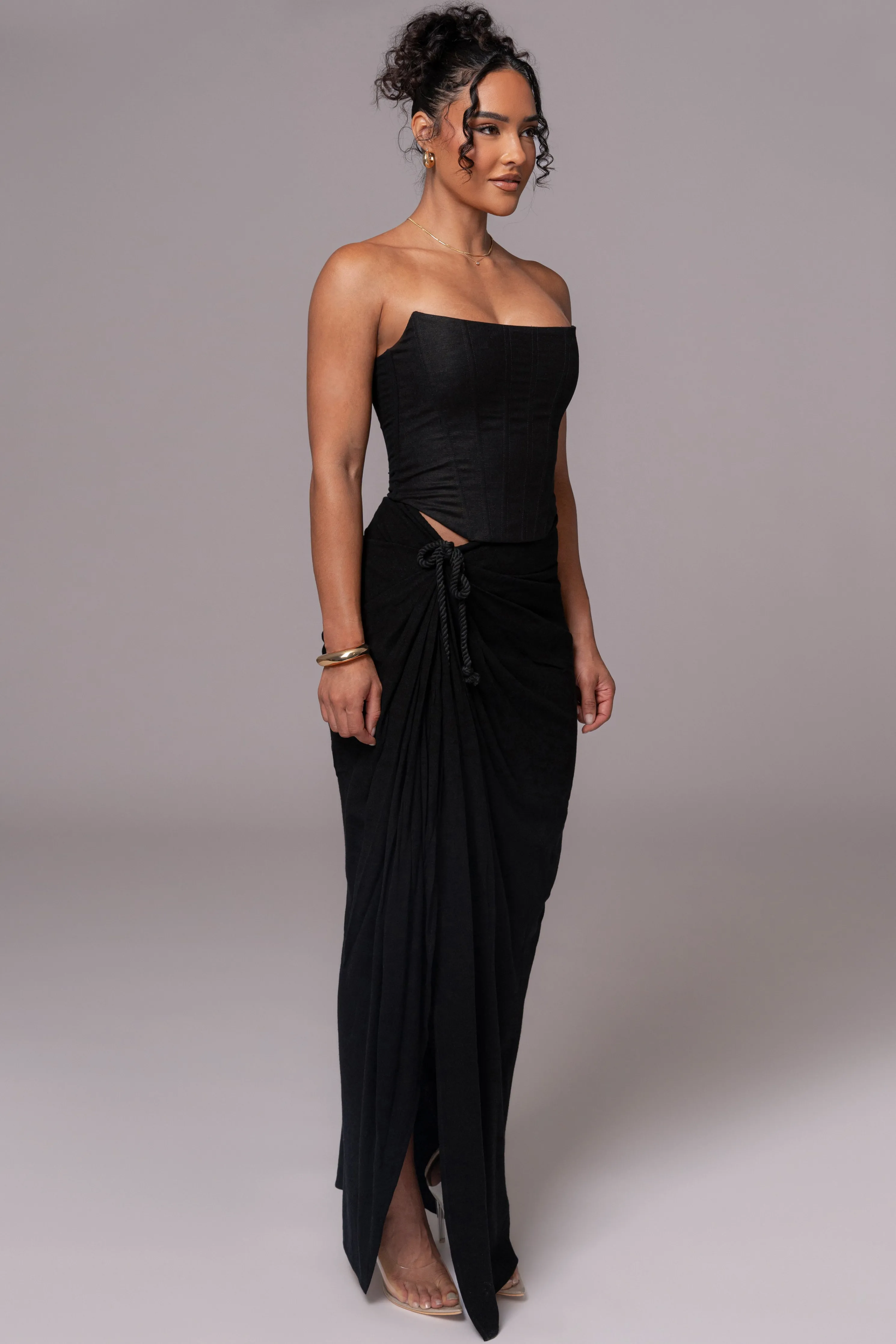 Black Fenix Reversible Linen Corset