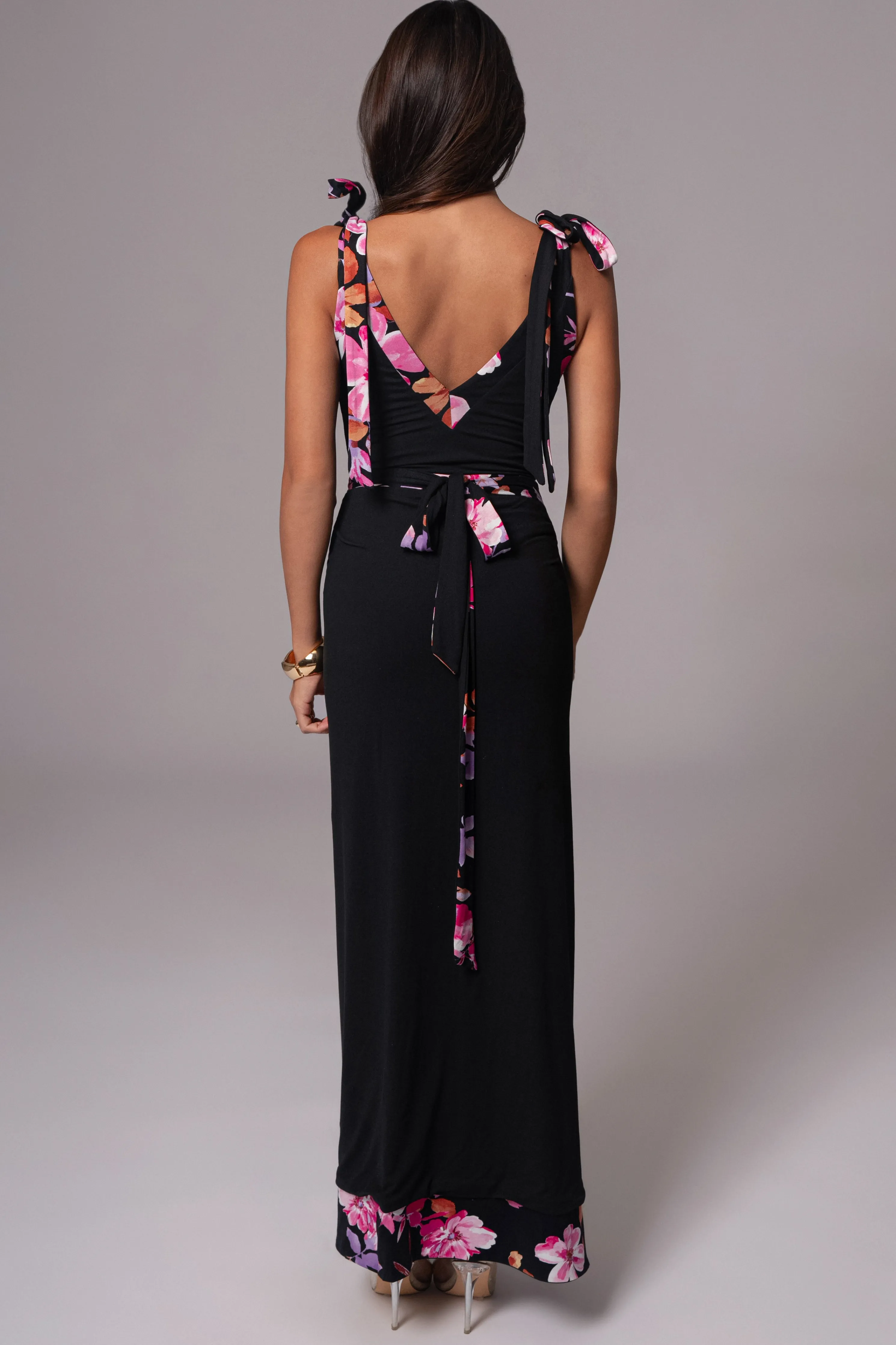 Black Floral Kamie Reversible Skirt Set