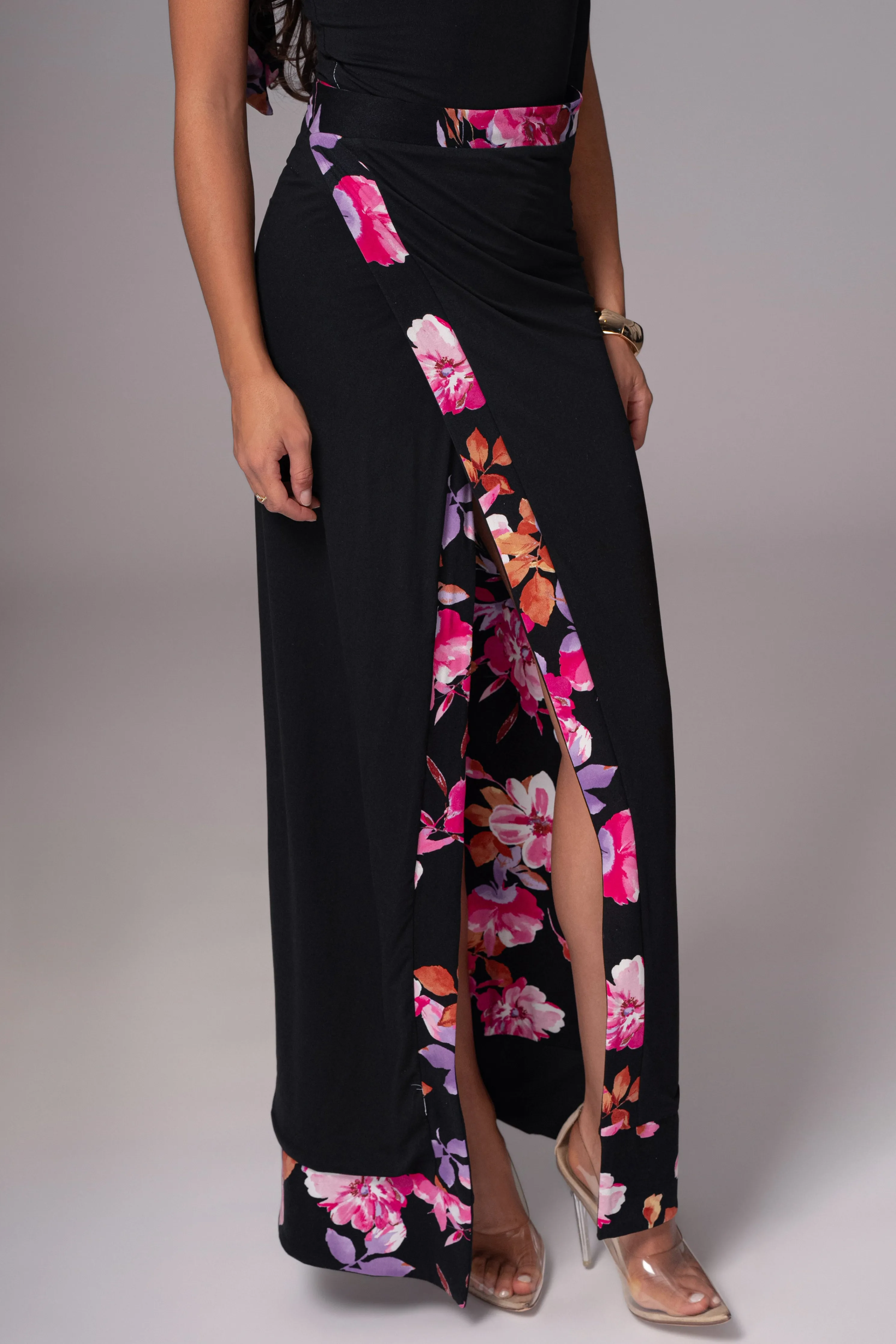 Black Floral Kamie Reversible Skirt Set