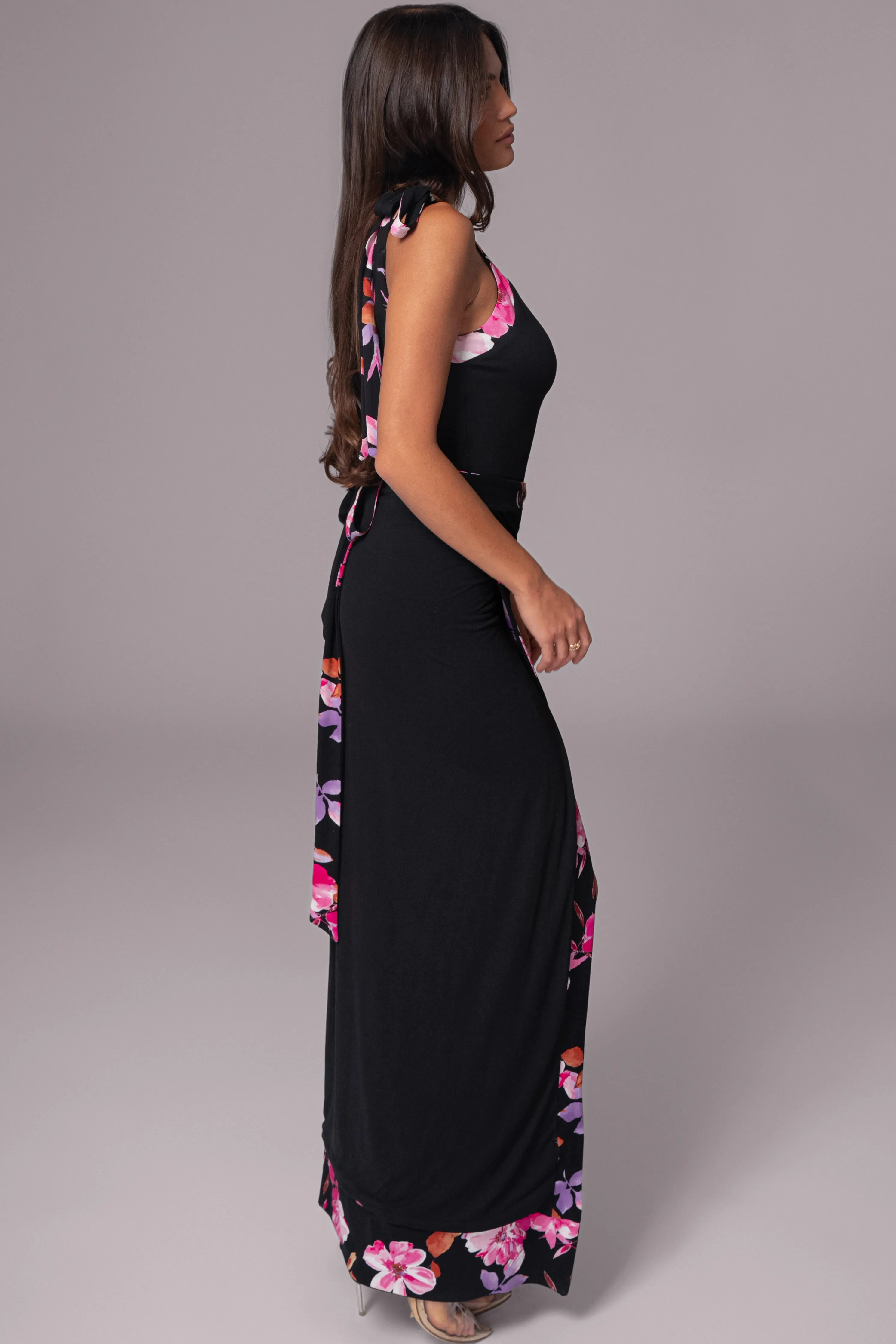 Black Floral Kamie Reversible Skirt Set