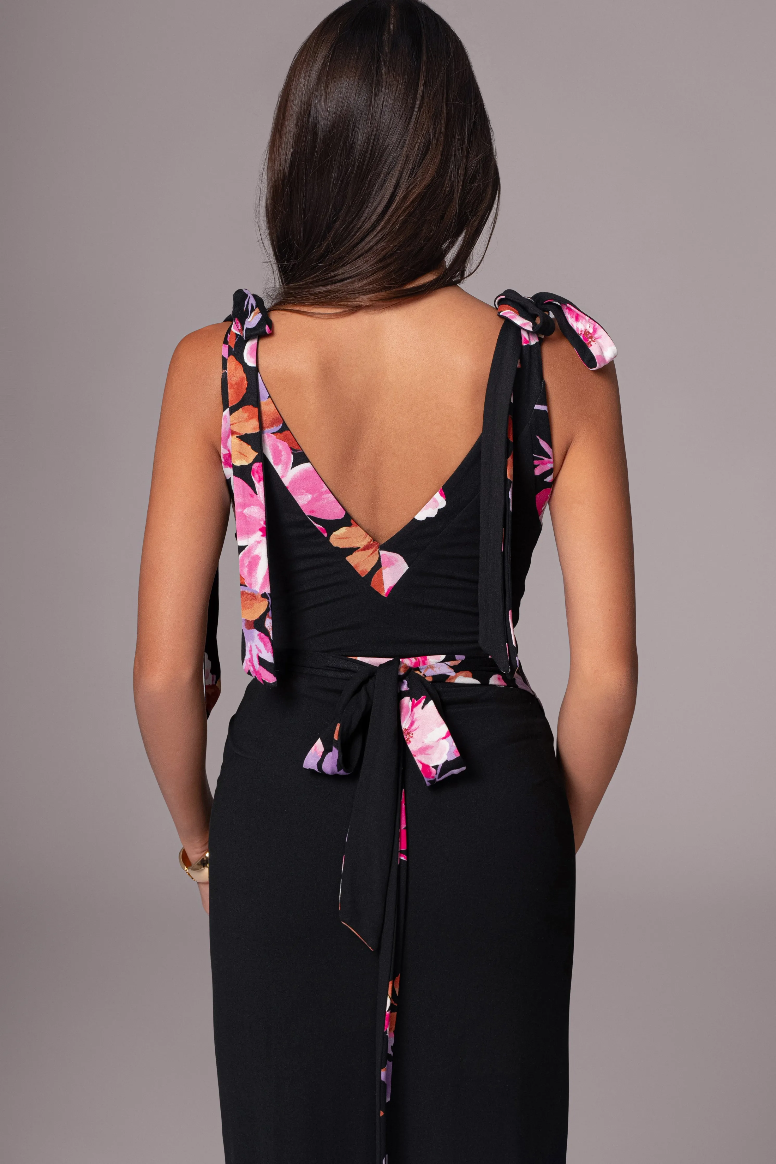 Black Floral Kamie Reversible Skirt Set