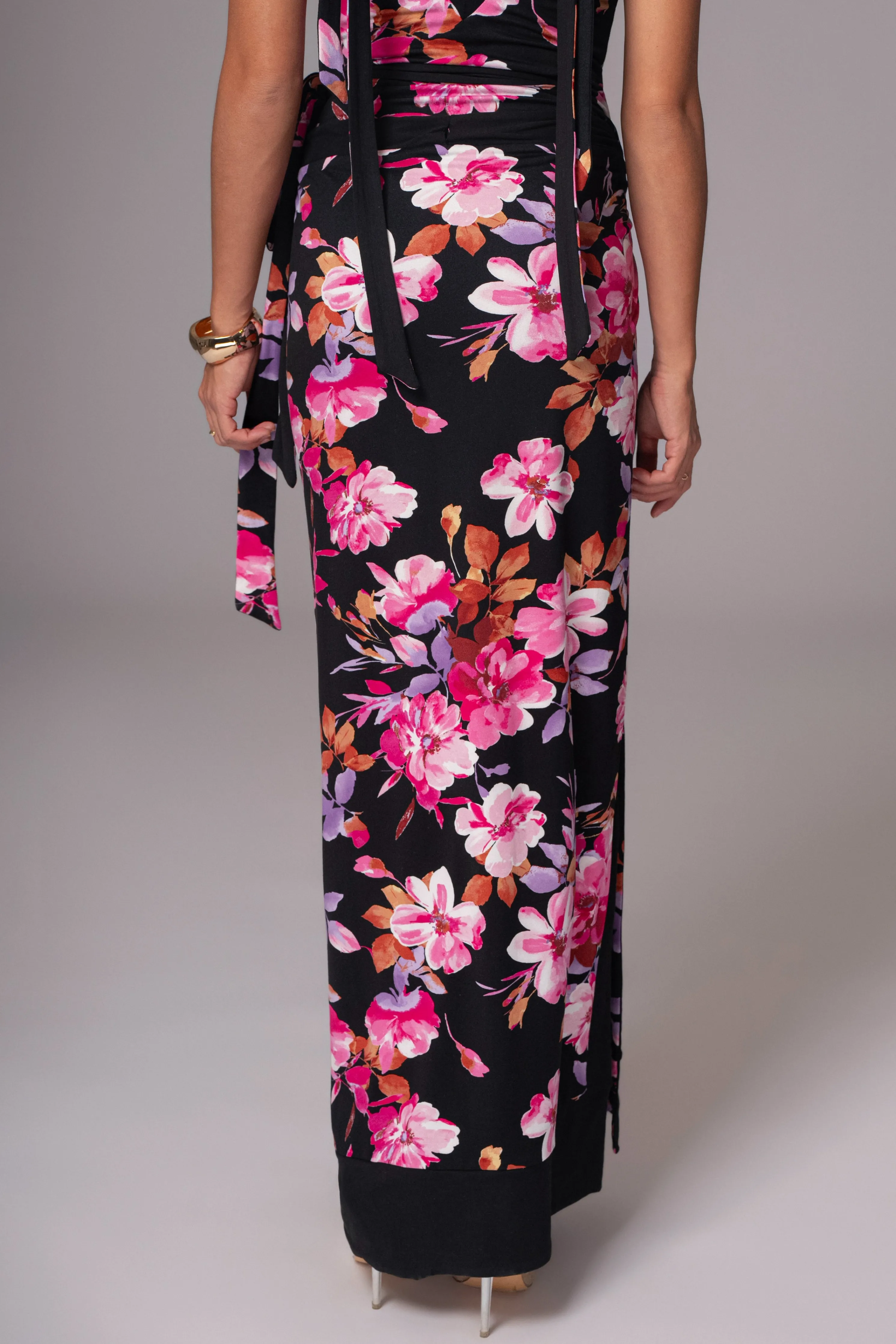 Black Floral Kamie Reversible Skirt Set