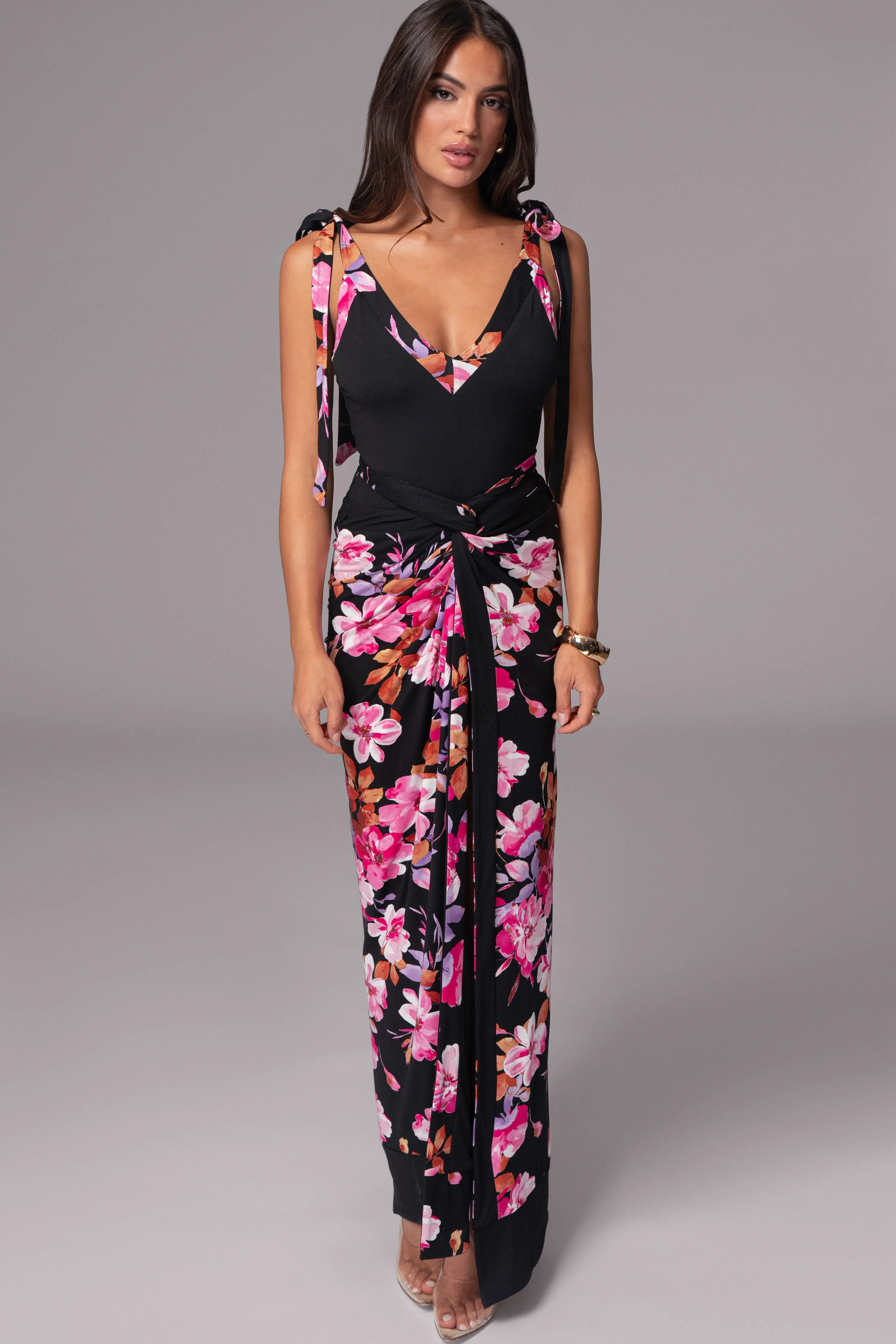 Black Floral Kamie Reversible Skirt Set