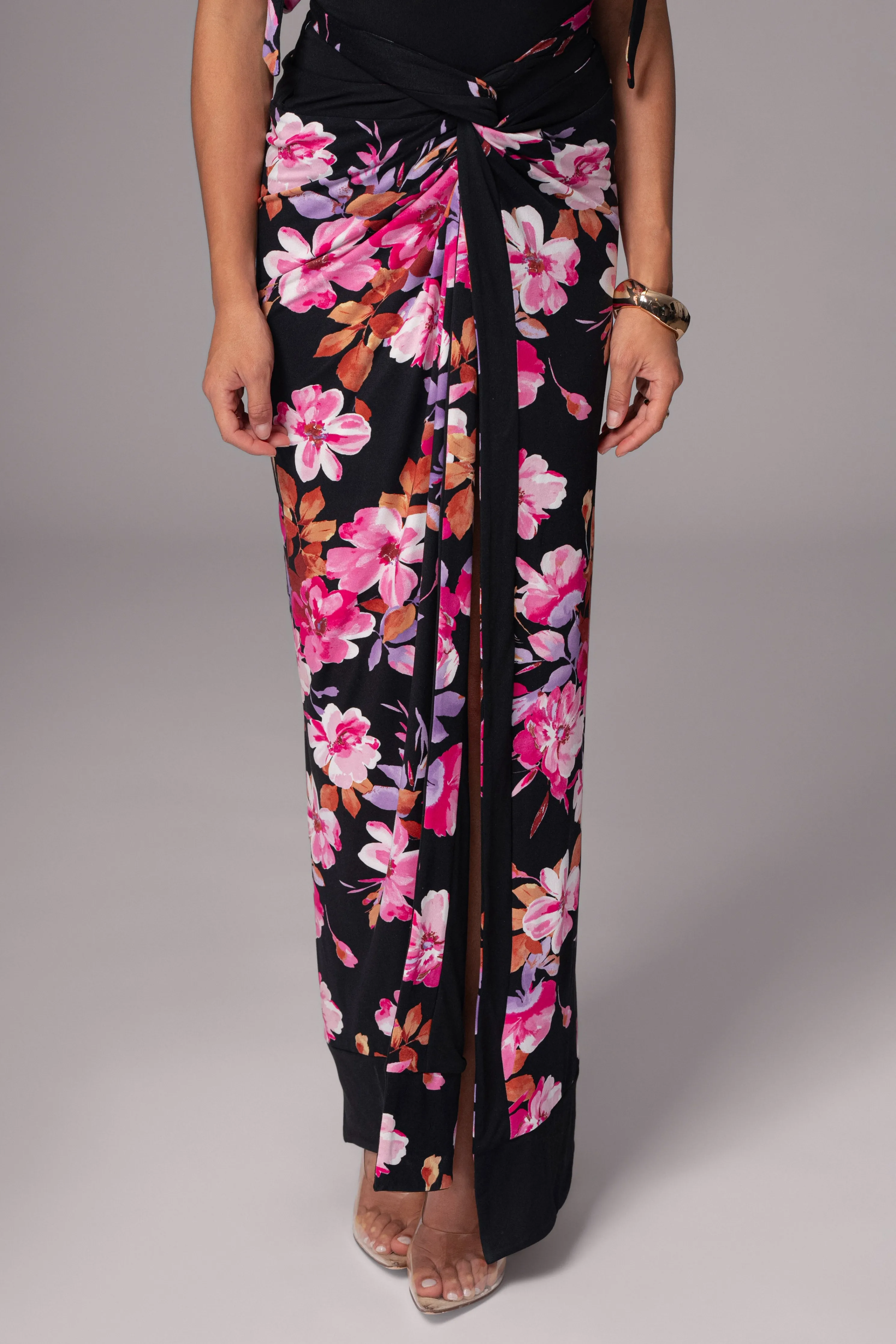 Black Floral Kamie Reversible Skirt Set