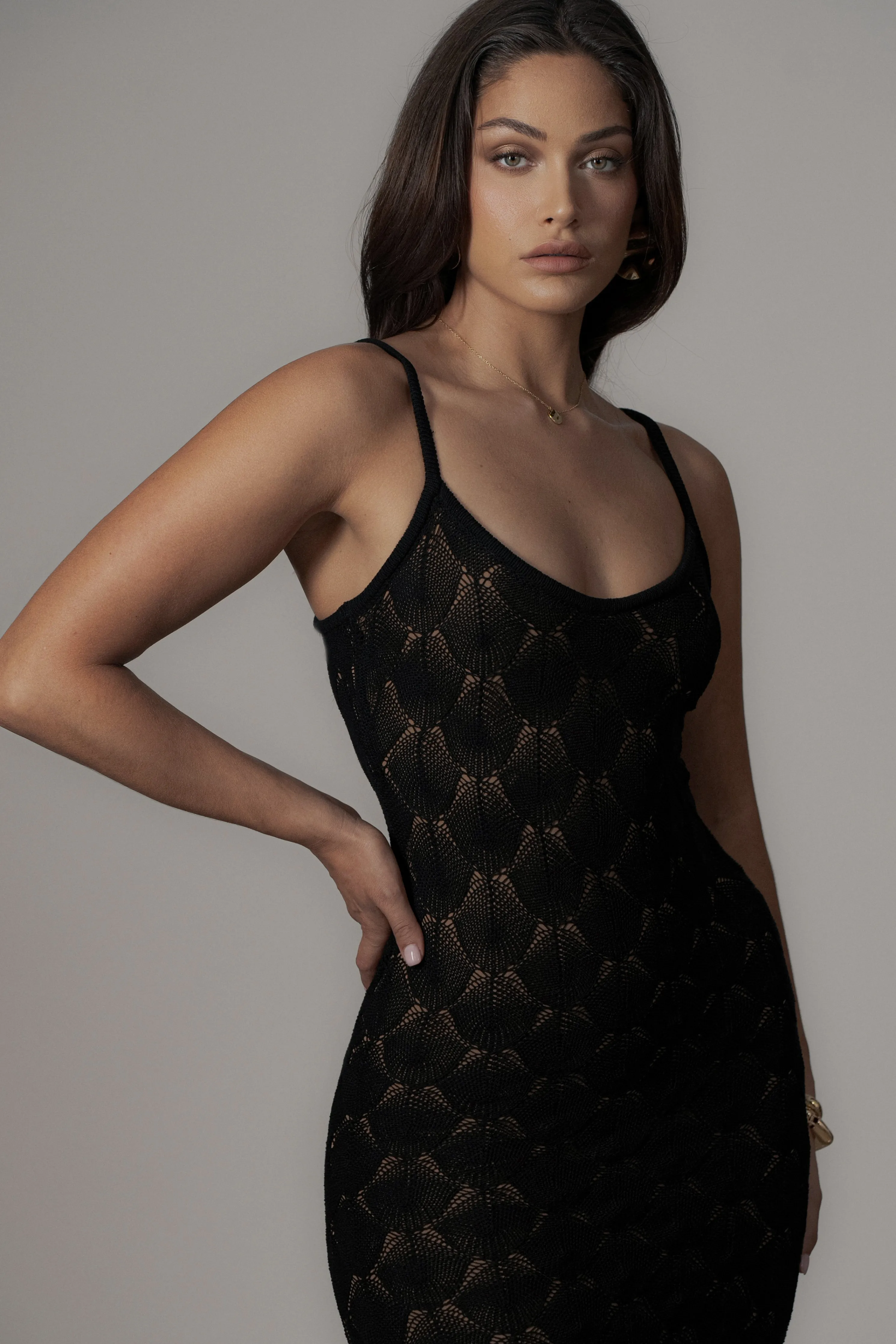 Black Gabriela Knit Maxi Dress