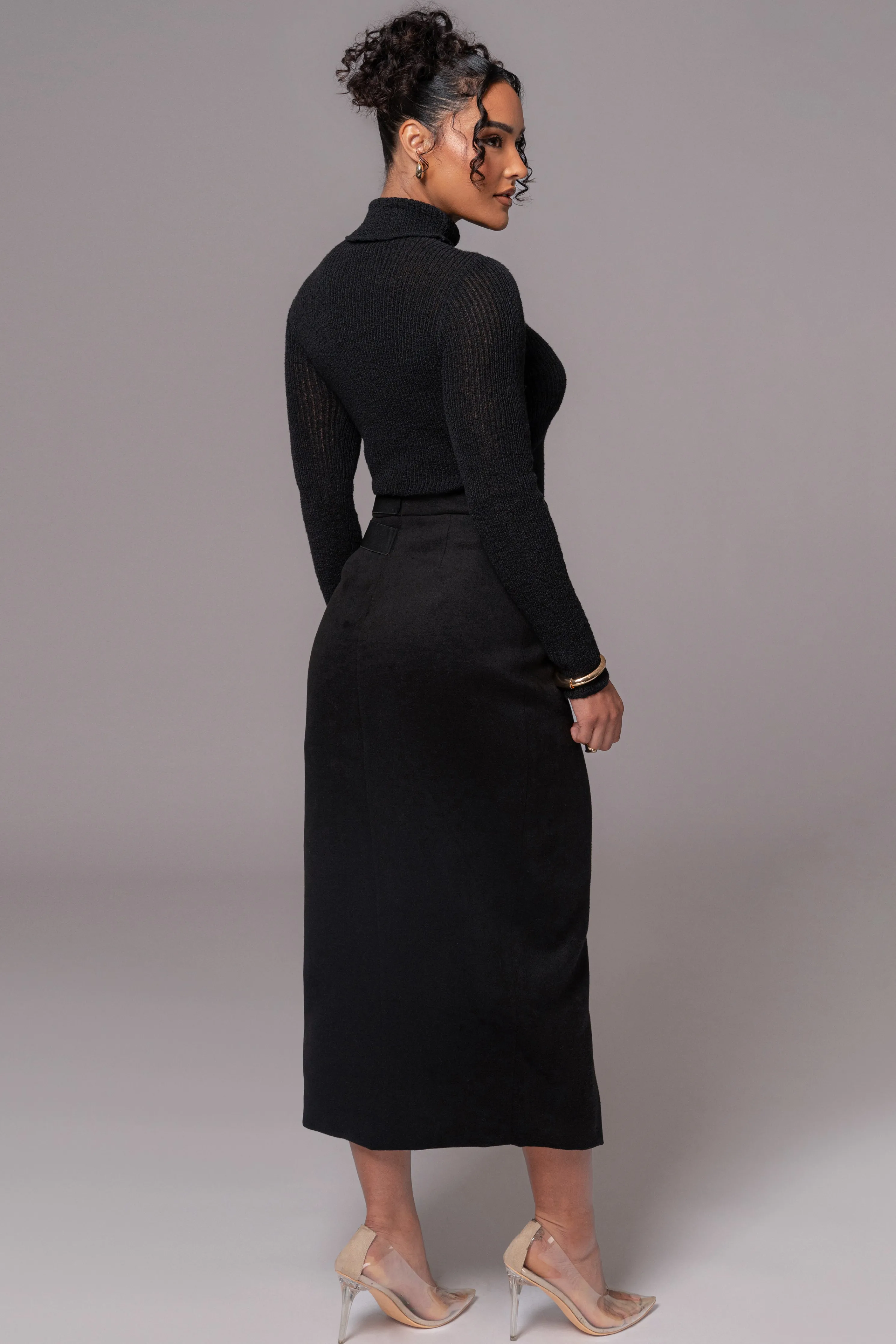 Black Gisele Slit Skirt