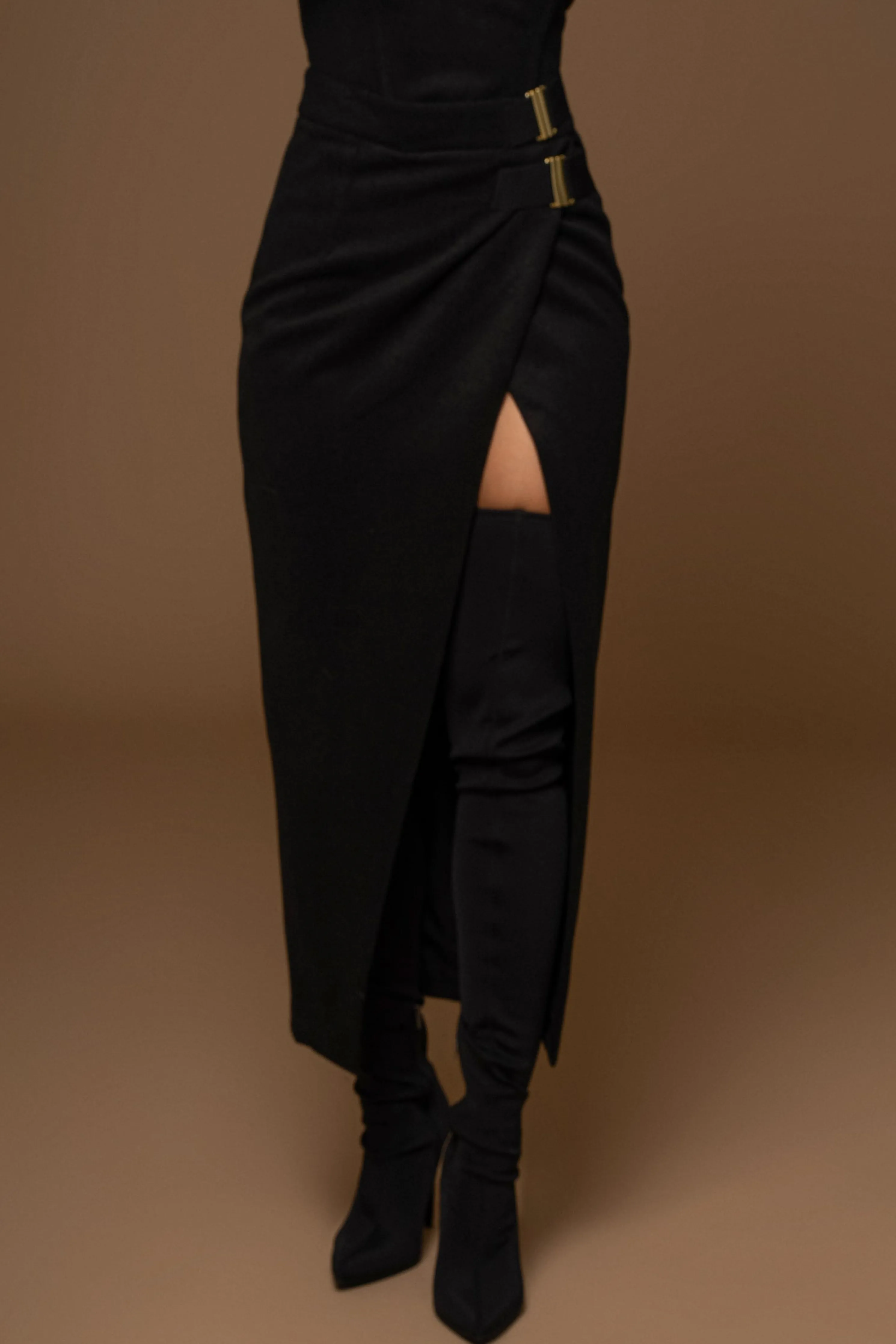 Black Gisele Slit Skirt