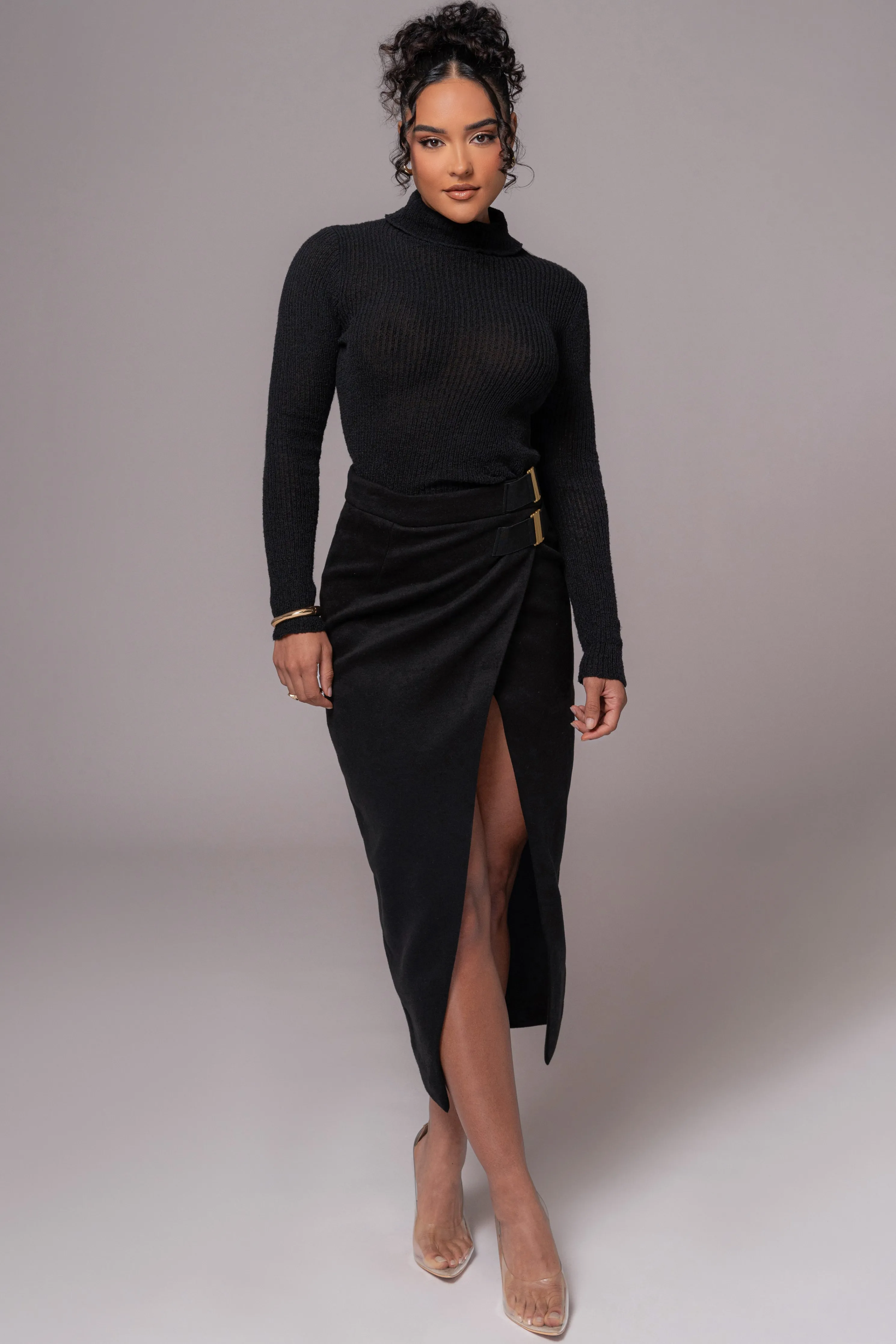 Black Gisele Slit Skirt