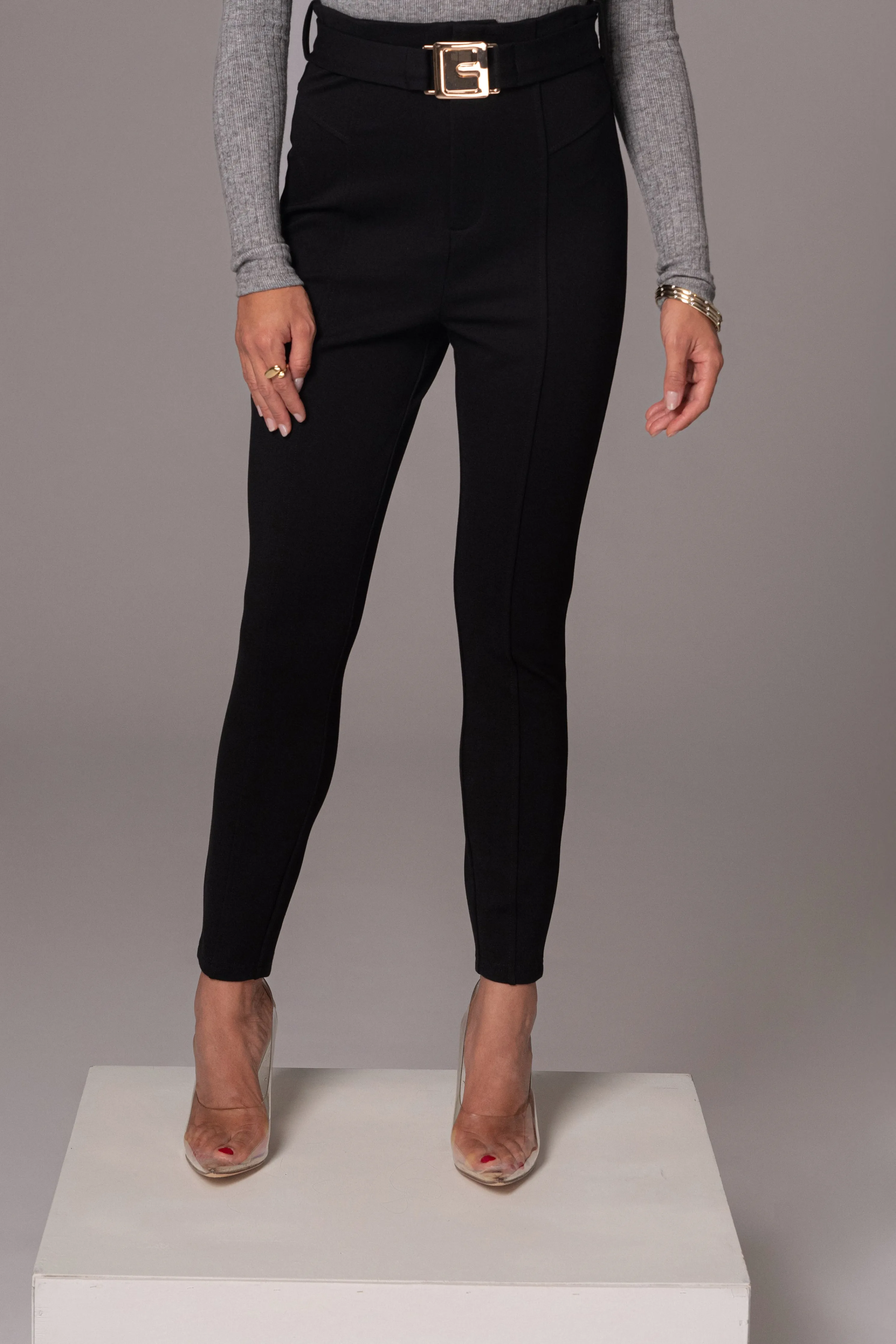 Black Golden Buckled Pants