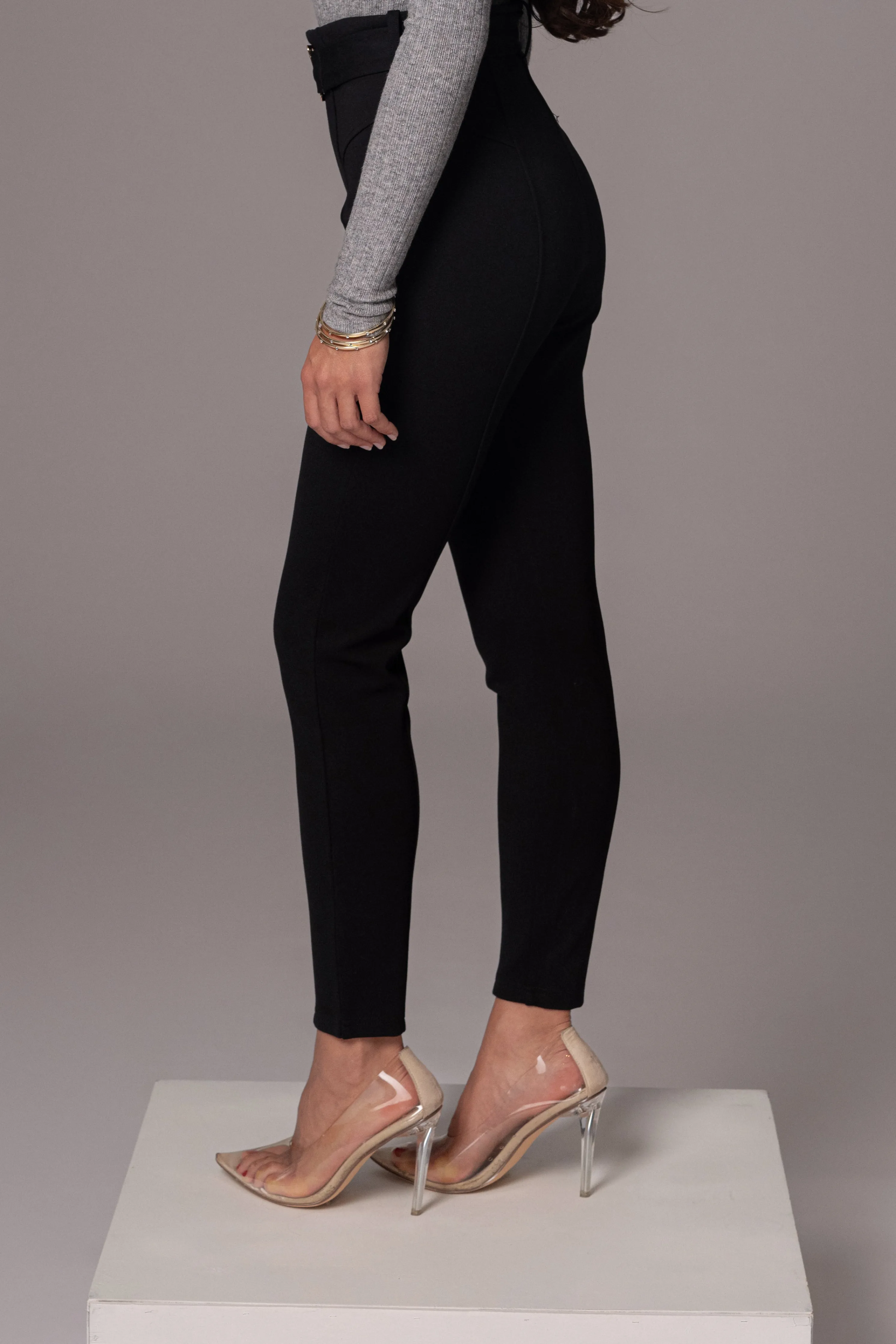 Black Golden Buckled Pants