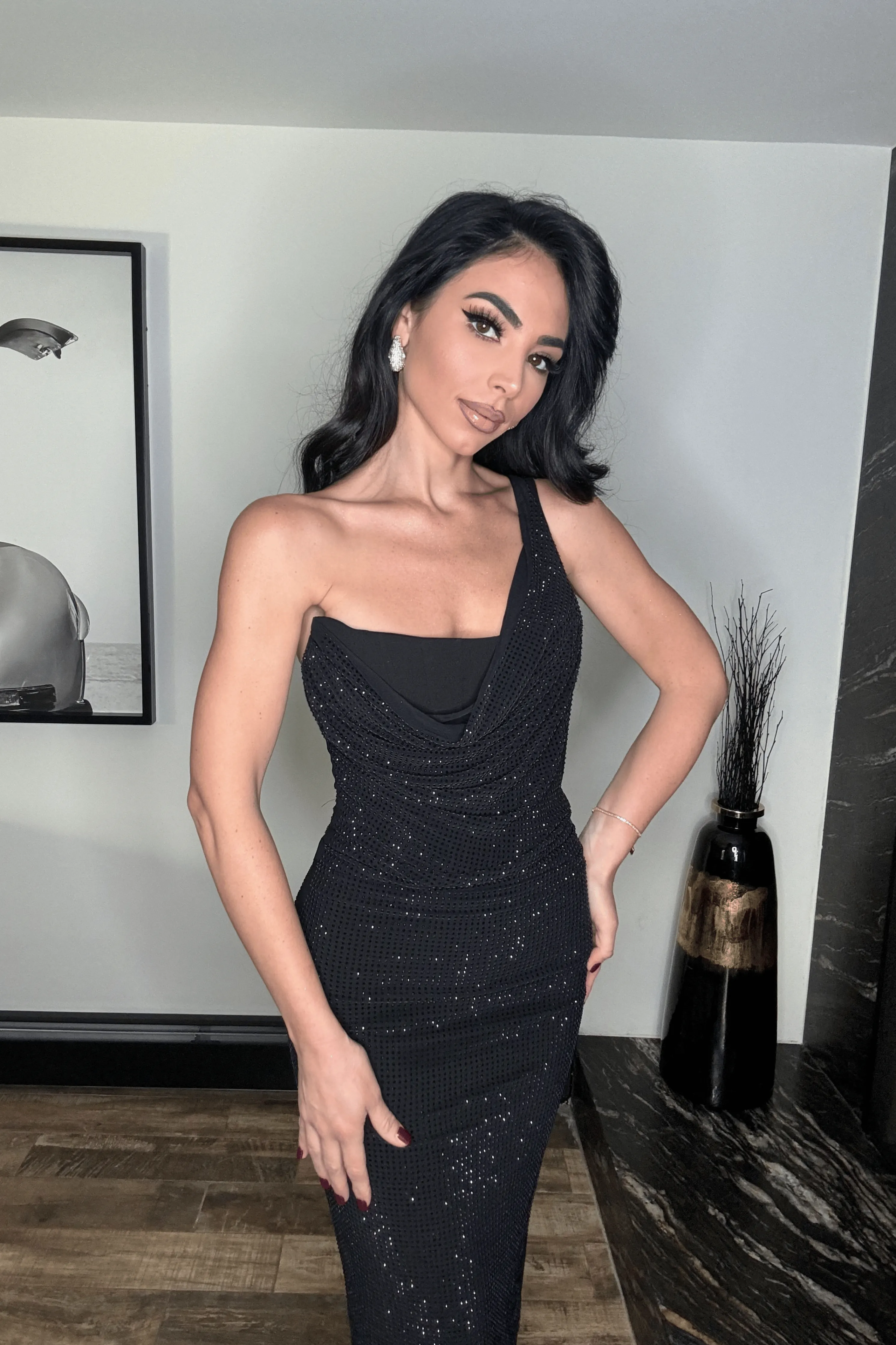 Black Hot Fix Krishna Maxi Dress