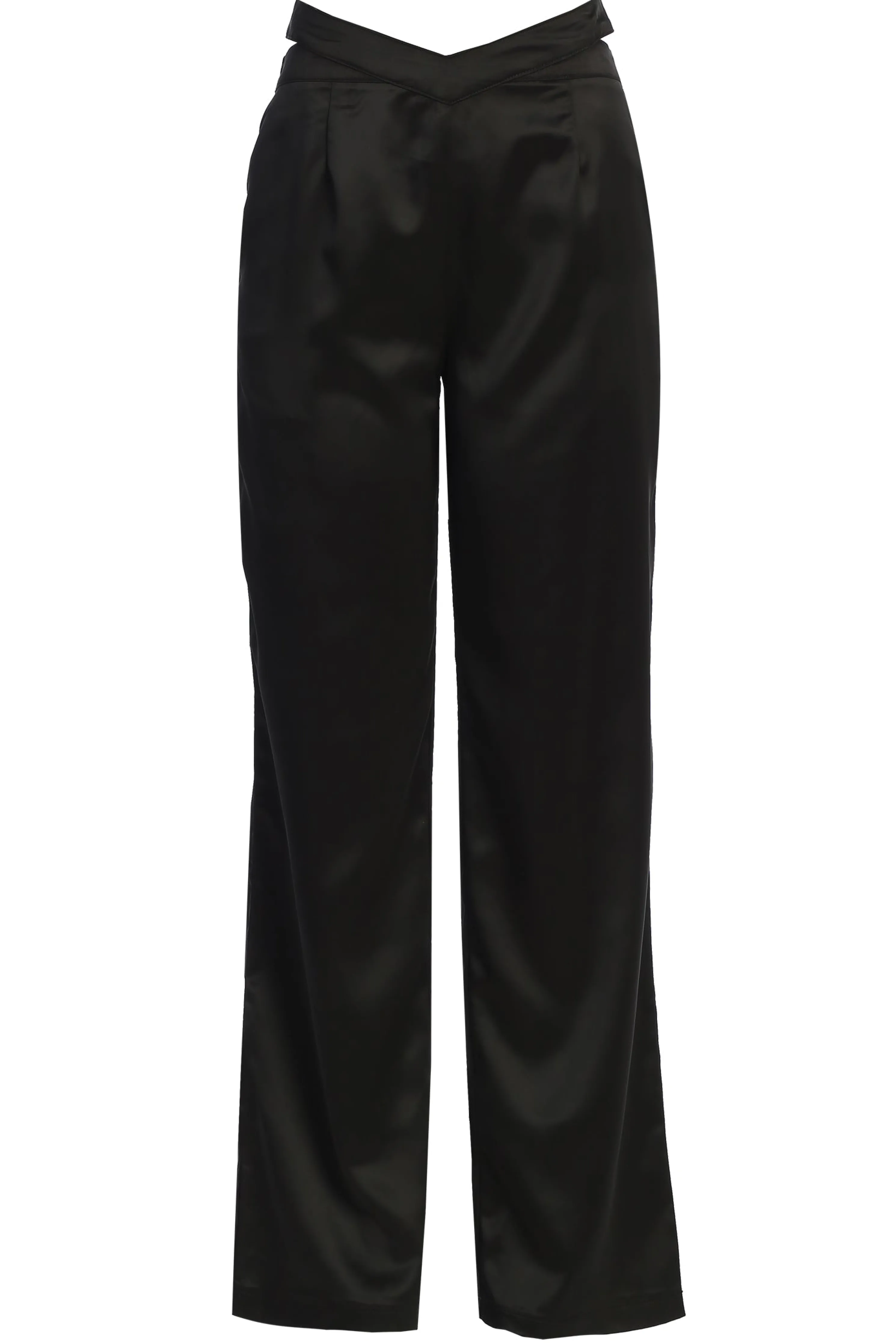 Black Joana Cutout Satin Trousers