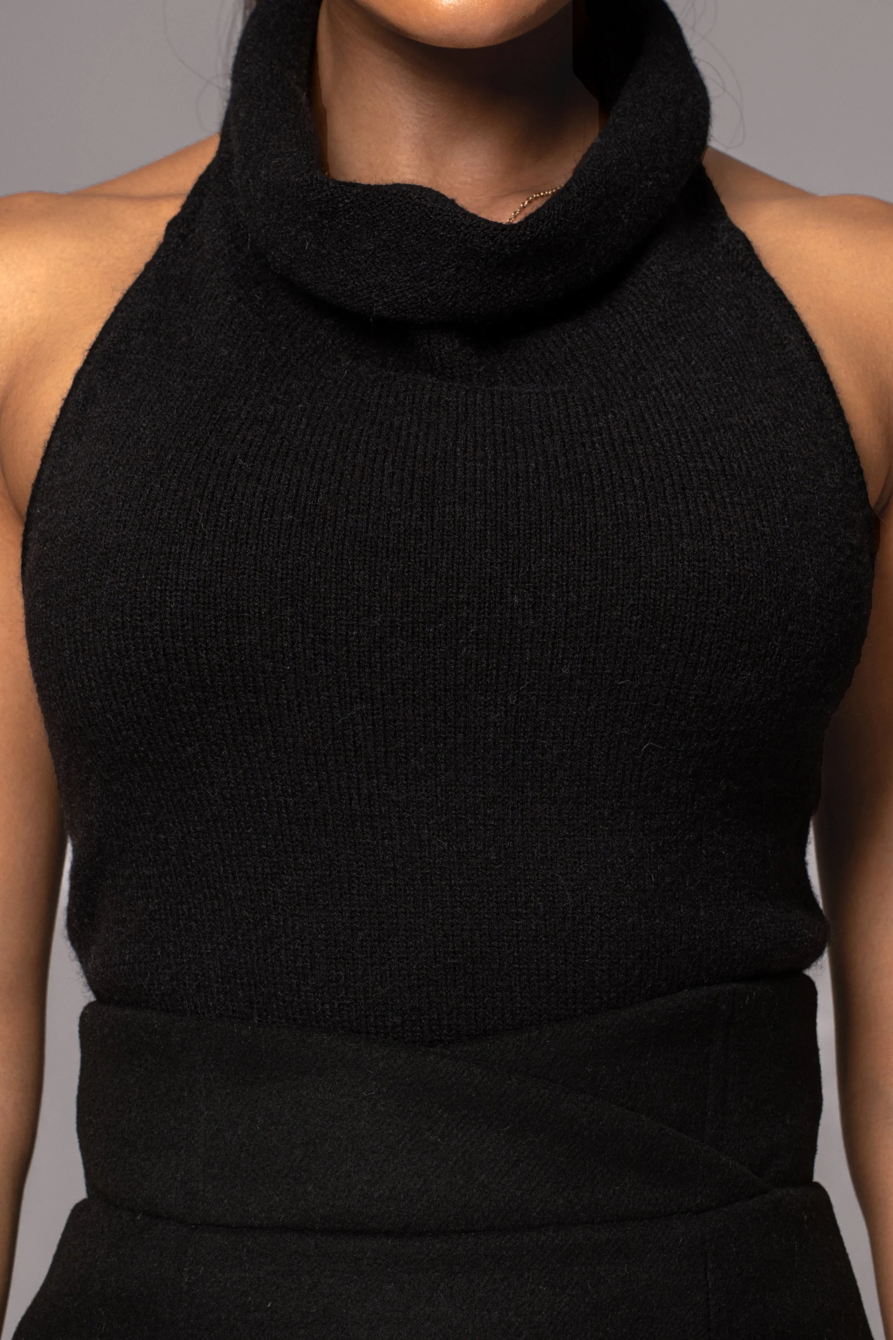 Black Joya Rib Knit Top