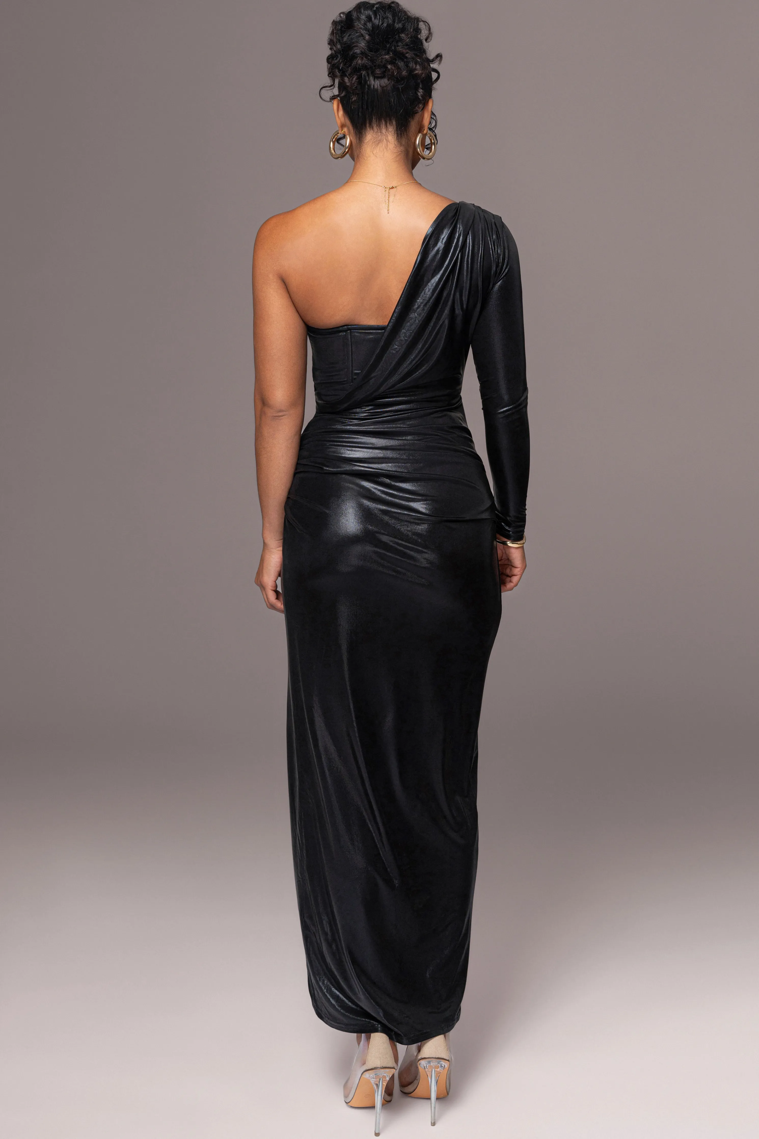 Black Kaleah Metallic Maxi Dress