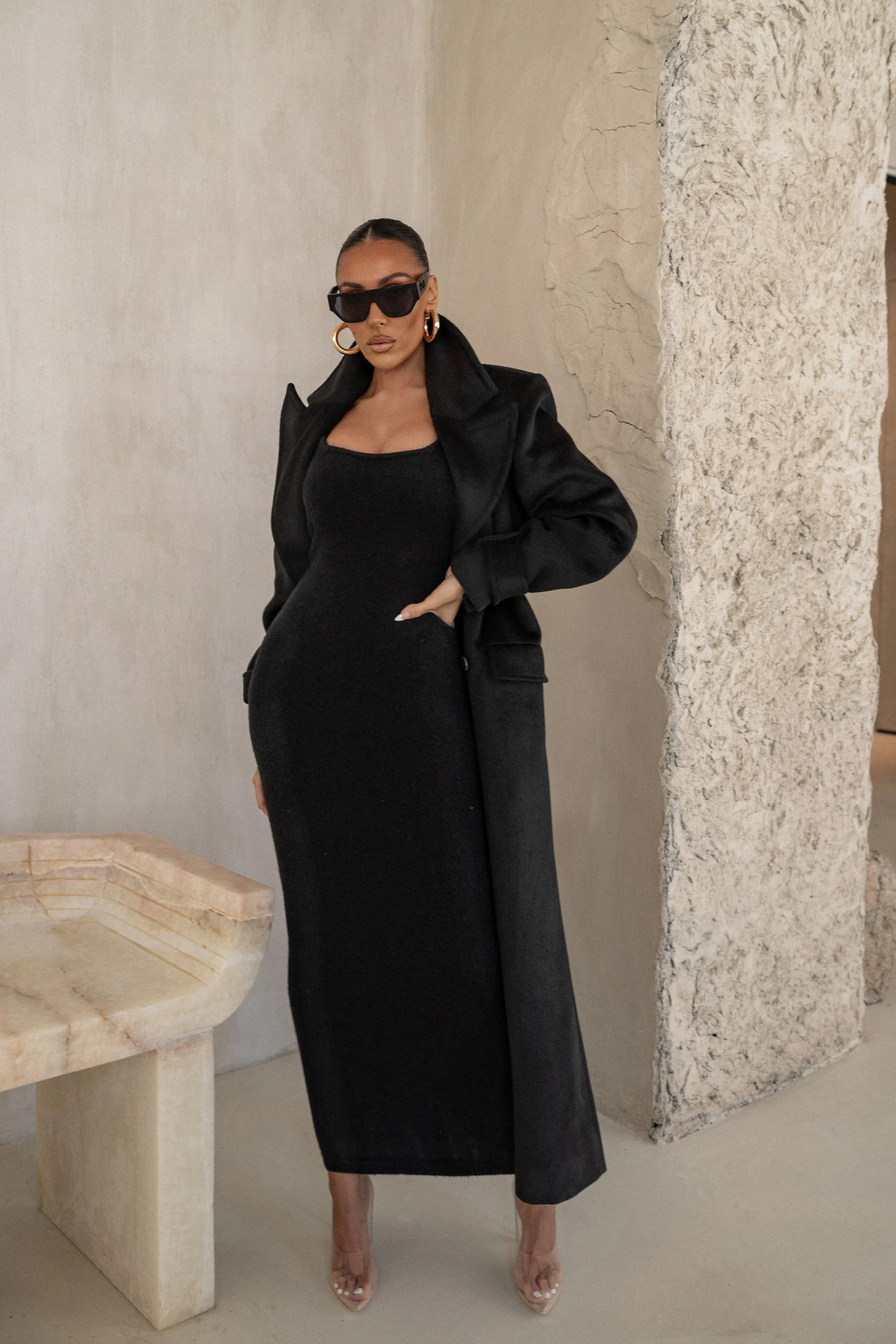 Black Karolina Knit Maxi Dress