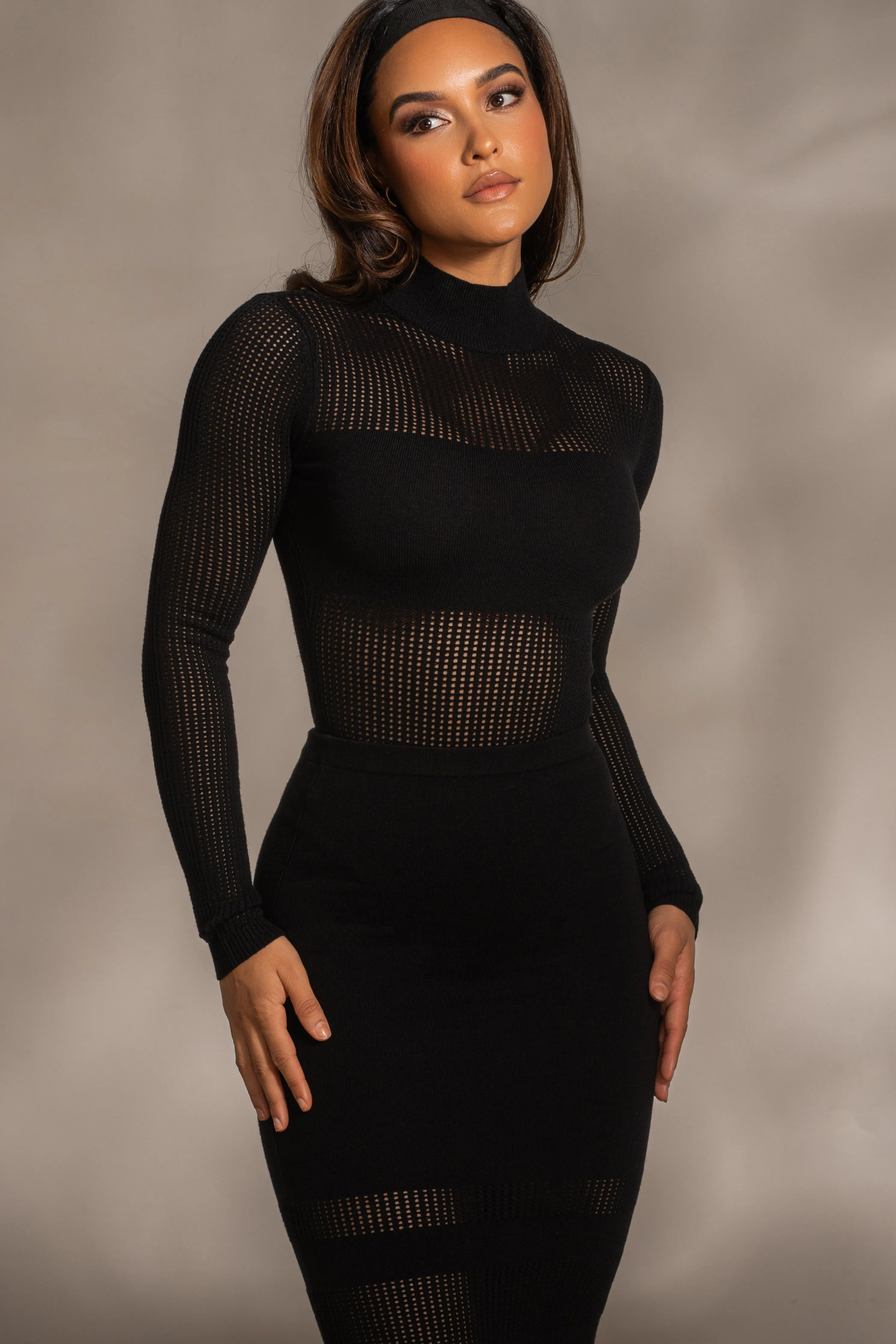 Black Klaudette Knit Bodysuit