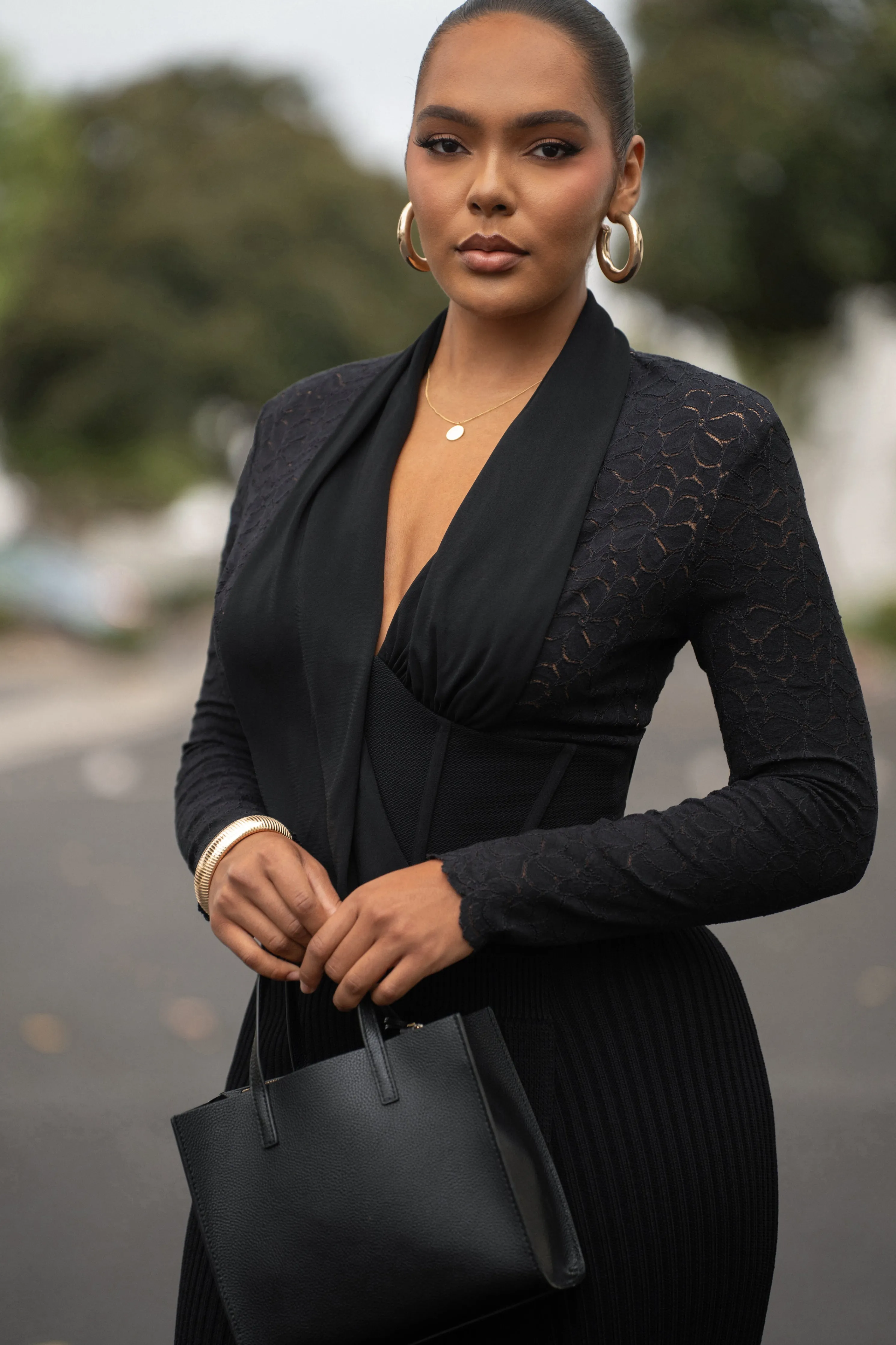 Black Lace Corset Bodysuit