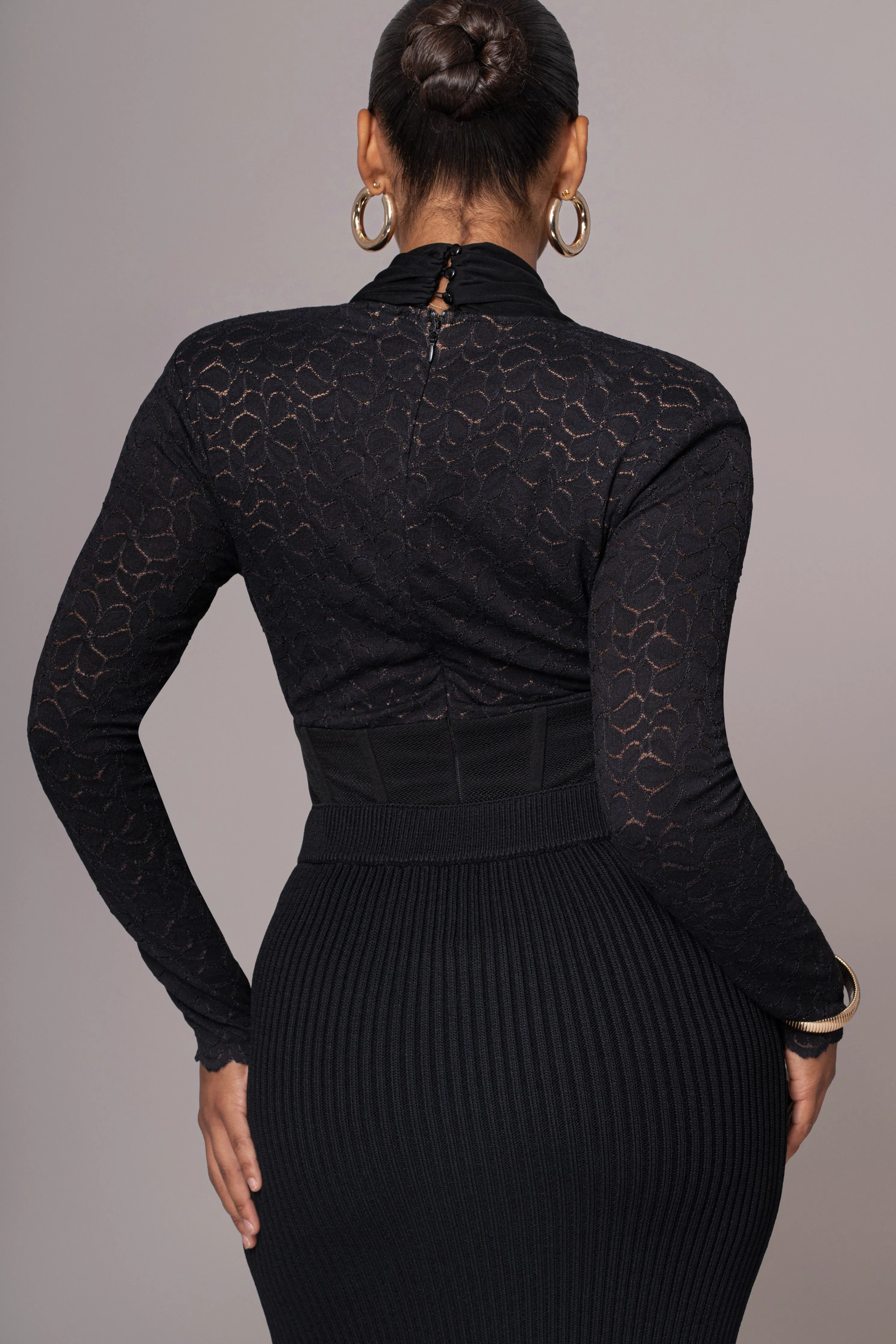 Black Lace Corset Bodysuit