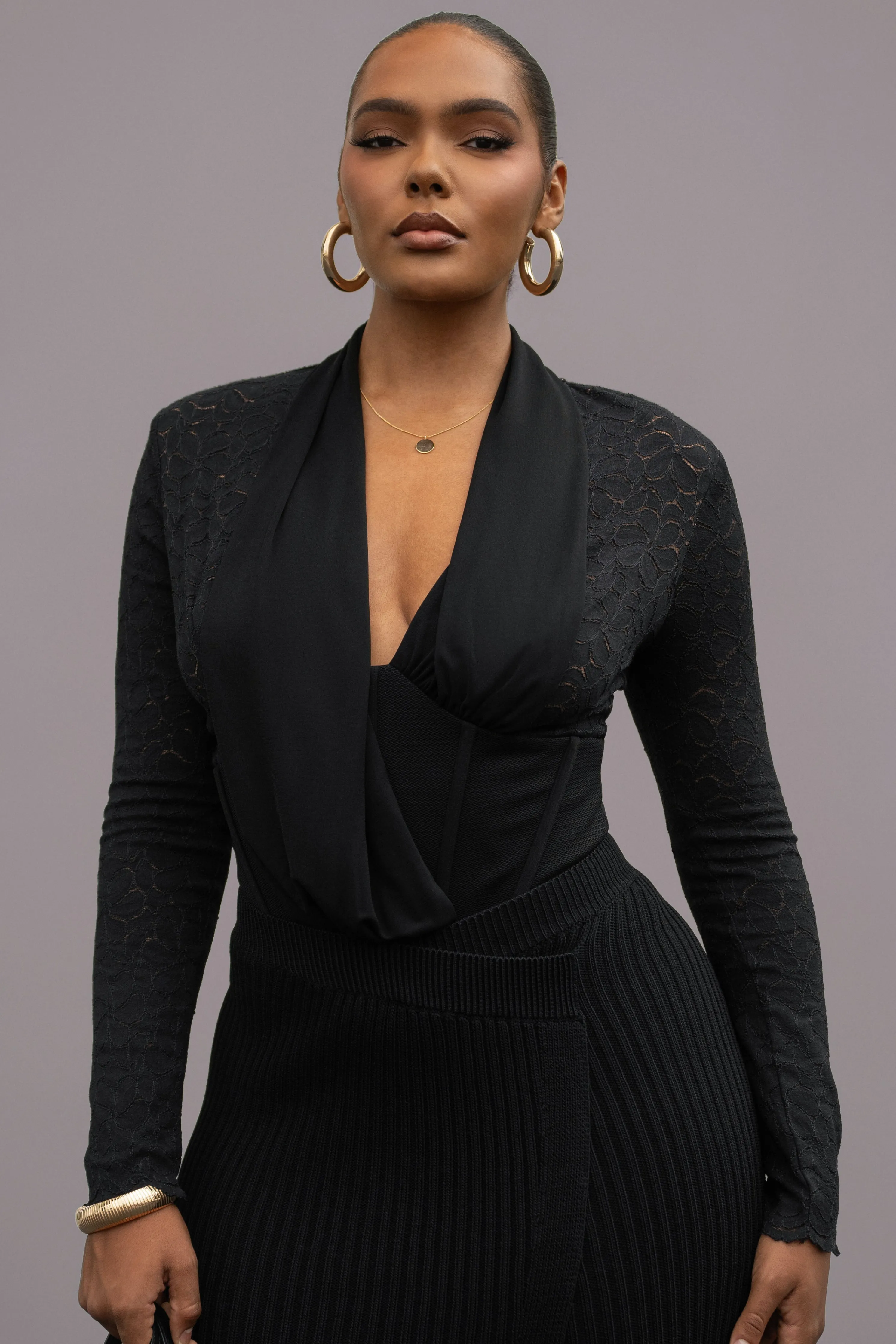 Black Lace Corset Bodysuit