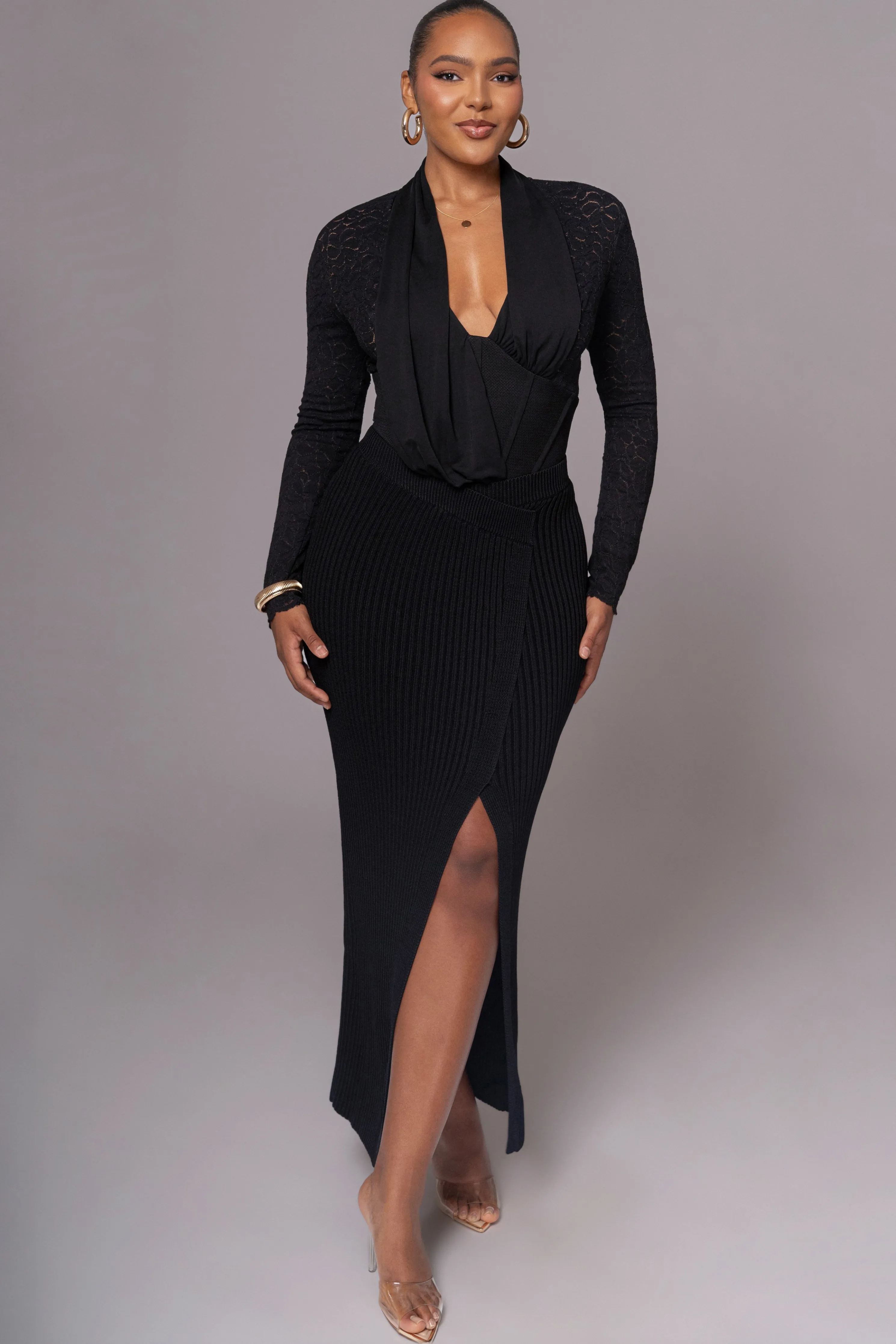 Black Lace Corset Bodysuit