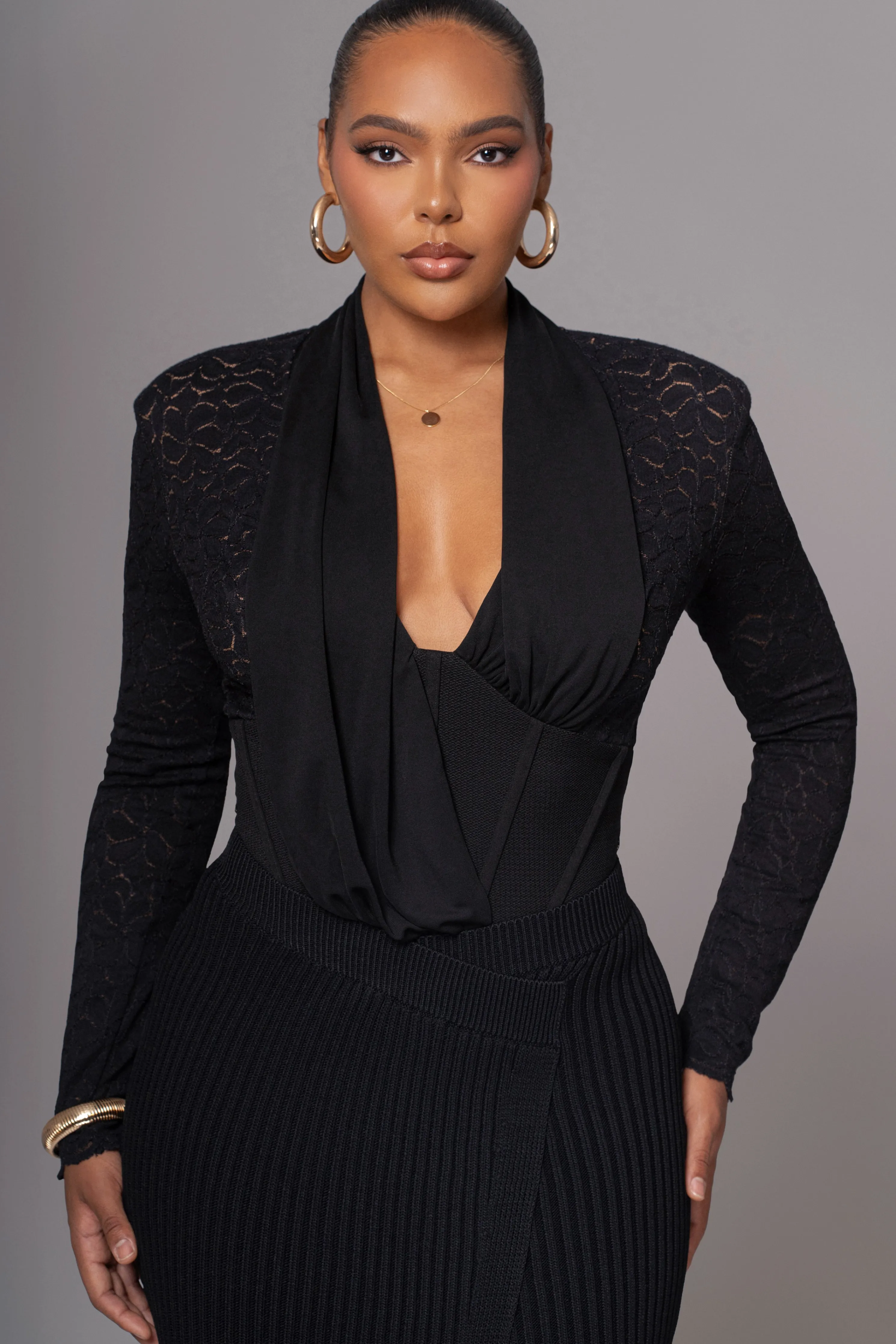 Black Lace Corset Bodysuit