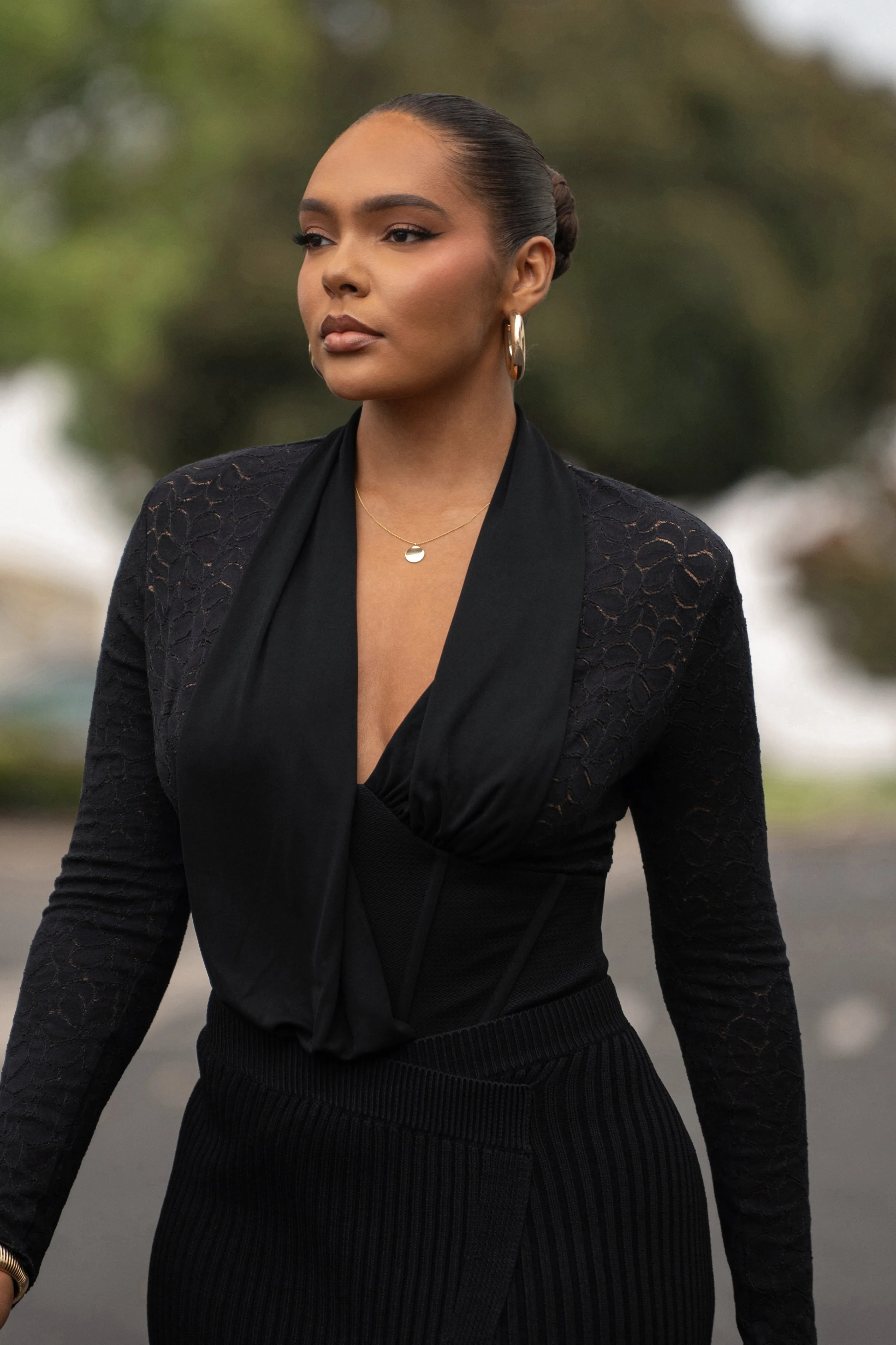 Black Lace Corset Bodysuit