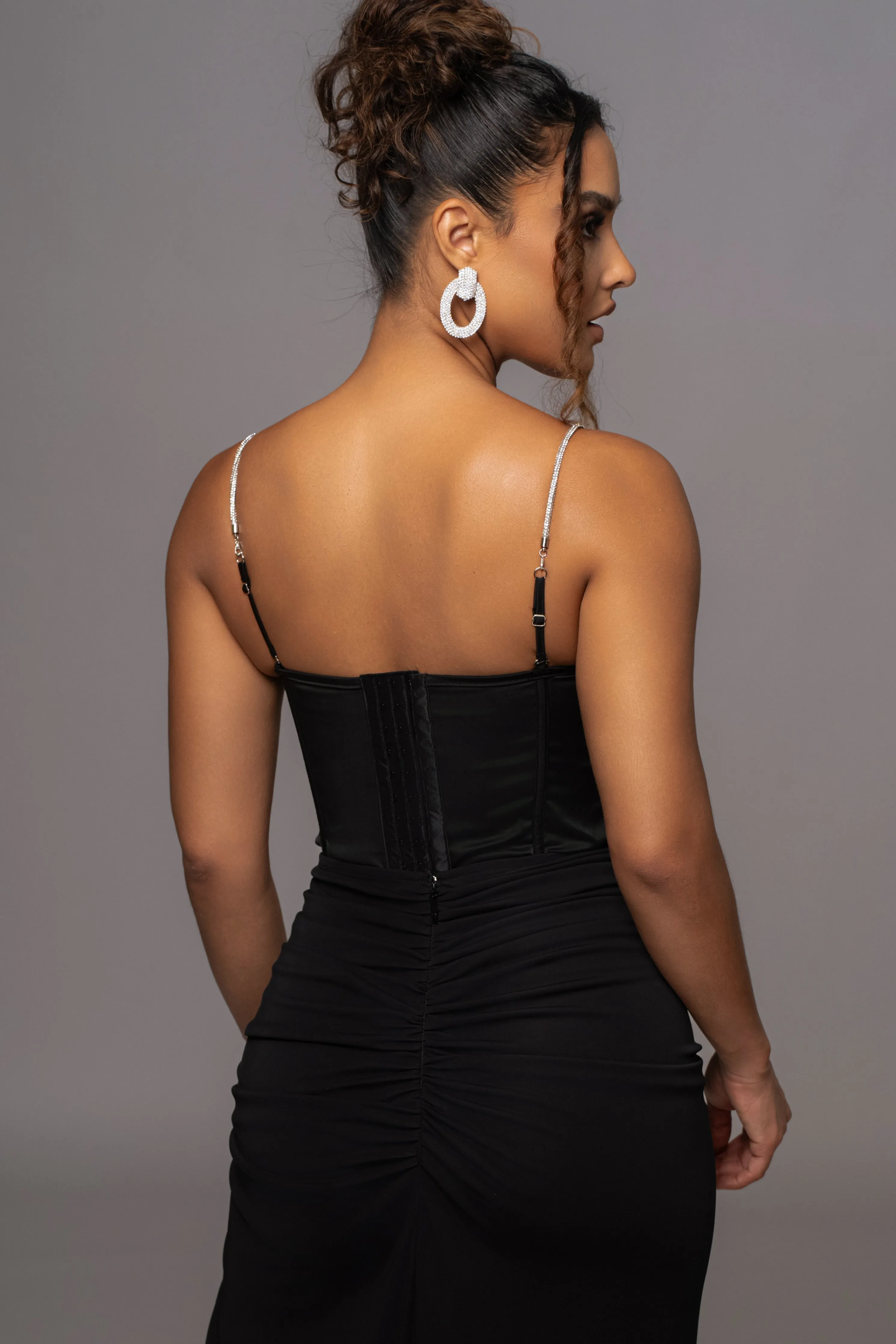 Black Leo Matte Satin Bustier