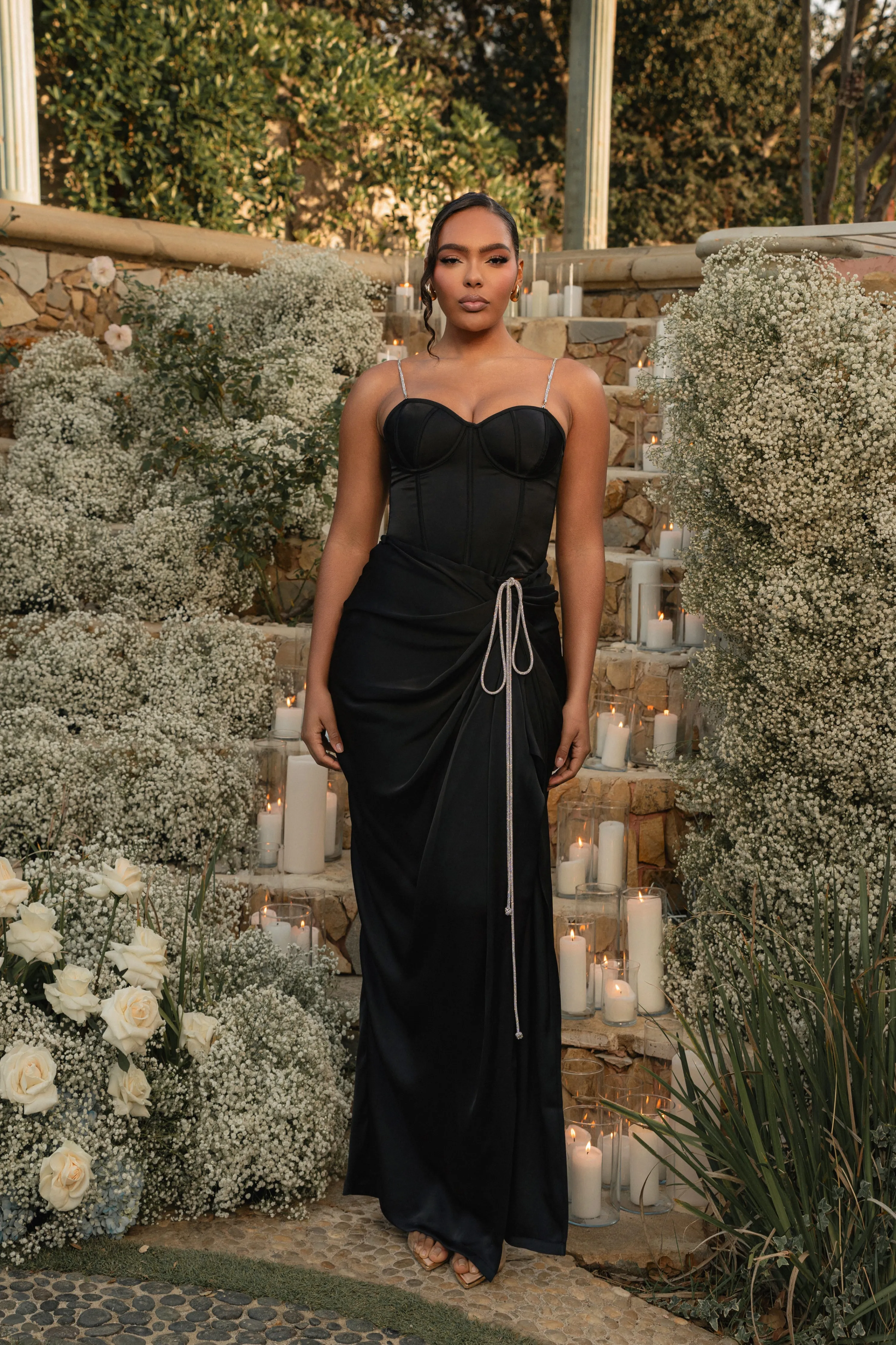 Black Leo Matte Satin Bustier