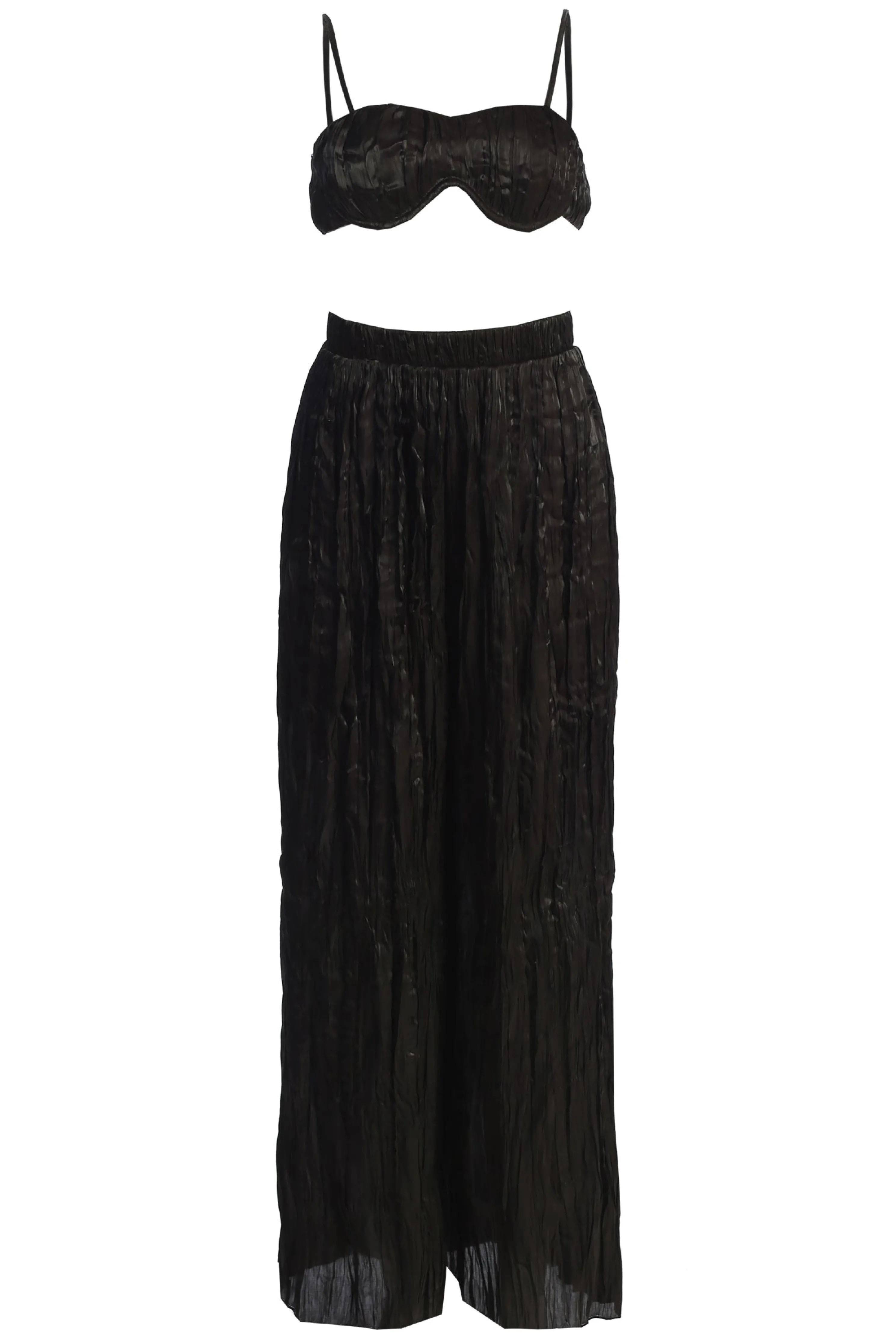 Black Lets Get Away Satin Pant Set